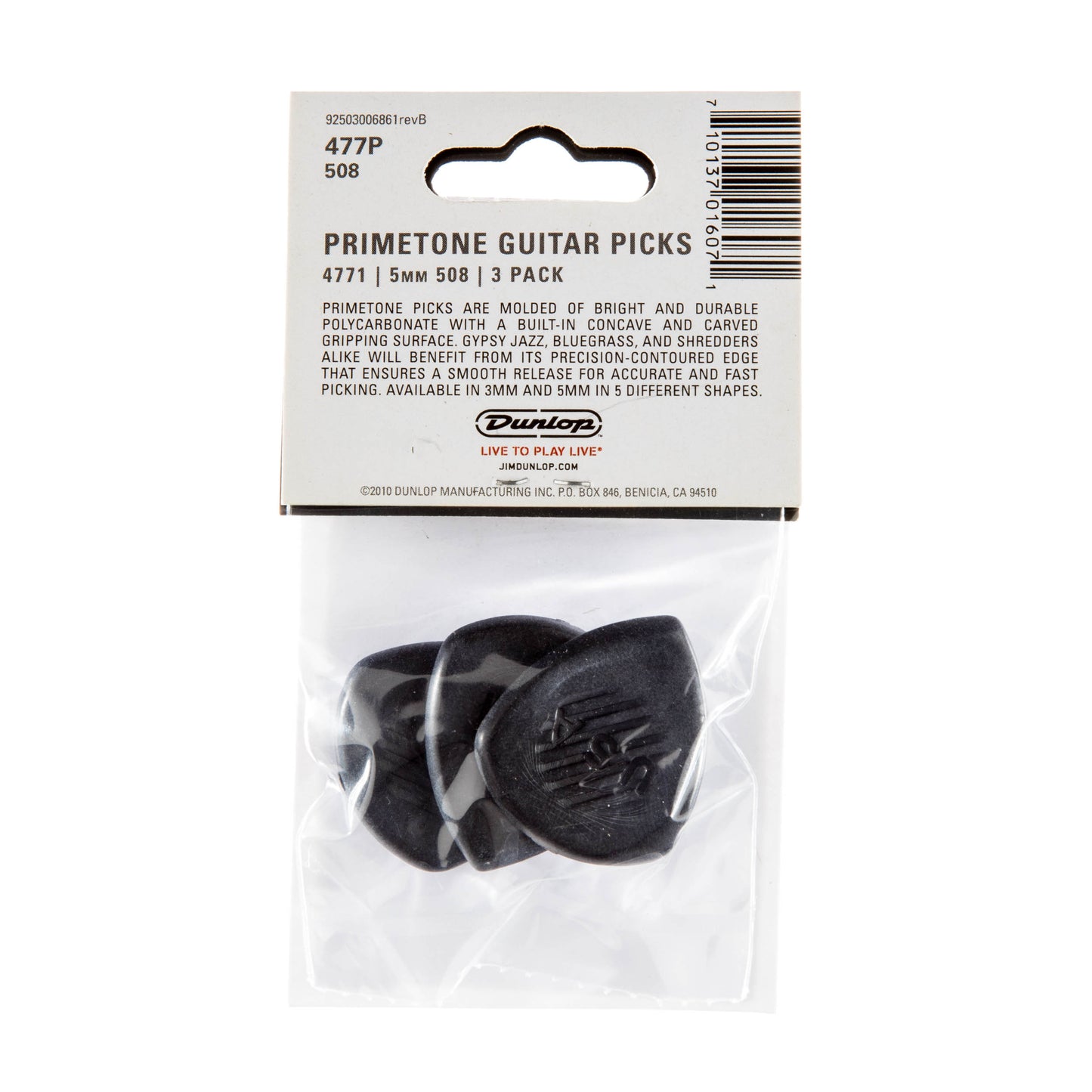 Jim Dunlop DUNLOP PRIMETONE CLASSIC LARGE SHARP TIP 5.0mm GUITAR PICK PLAYER'S PACK 03-PACK - 477P508