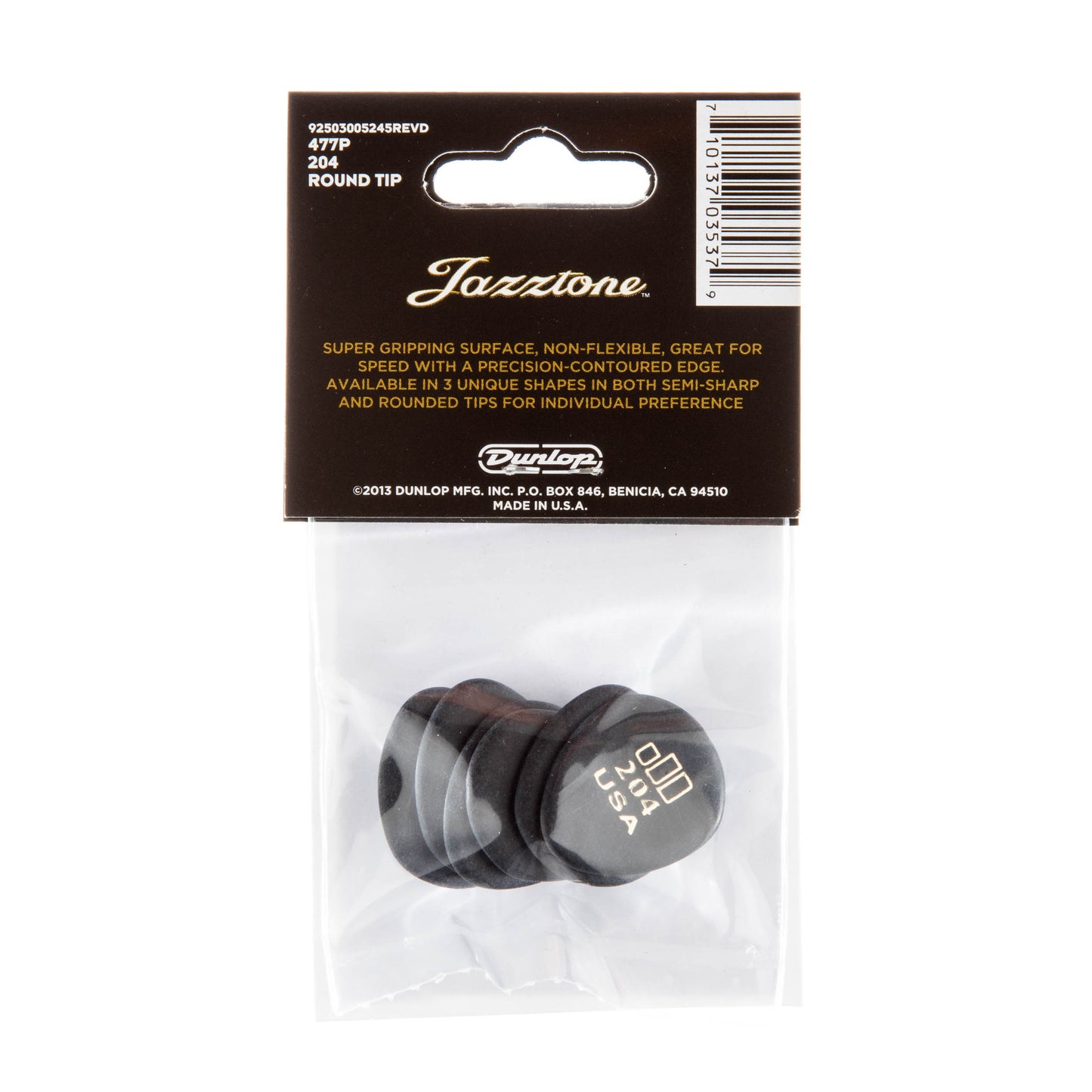 Jim Dunlop DUNLOP JAZZTONE ROUND TIP 2.08mm GUITAR PICK PLAYER'S PACK 06-PACK - 477P204