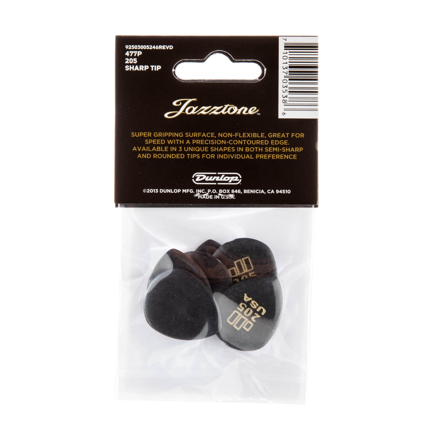 Jim Dunlop DUNLOP JAZZTONE POINT TIP 2.08mm GUITAR PICK PLAYER'S PACK 06-PACK - 477P205