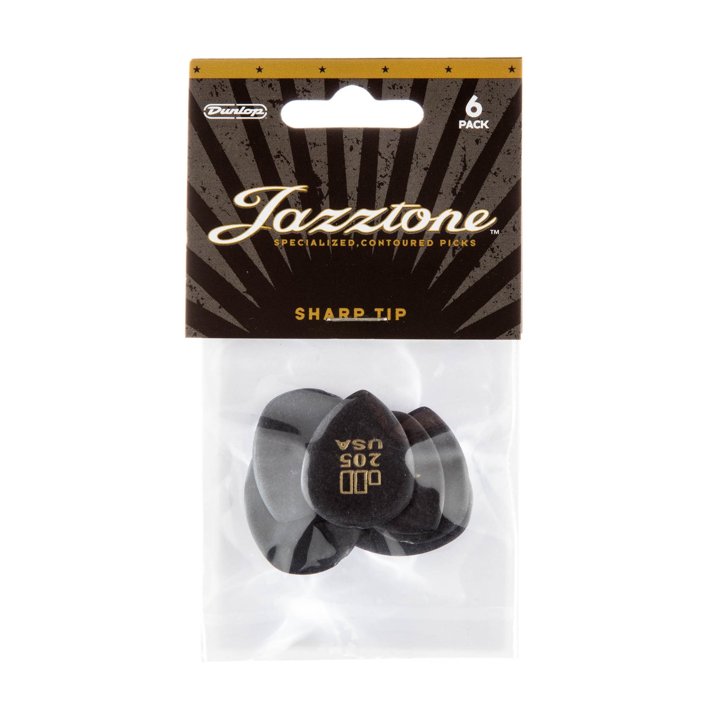 Jim Dunlop DUNLOP JAZZTONE POINT TIP 2.08mm GUITAR PICK PLAYER'S PACK 06-PACK - 477P205