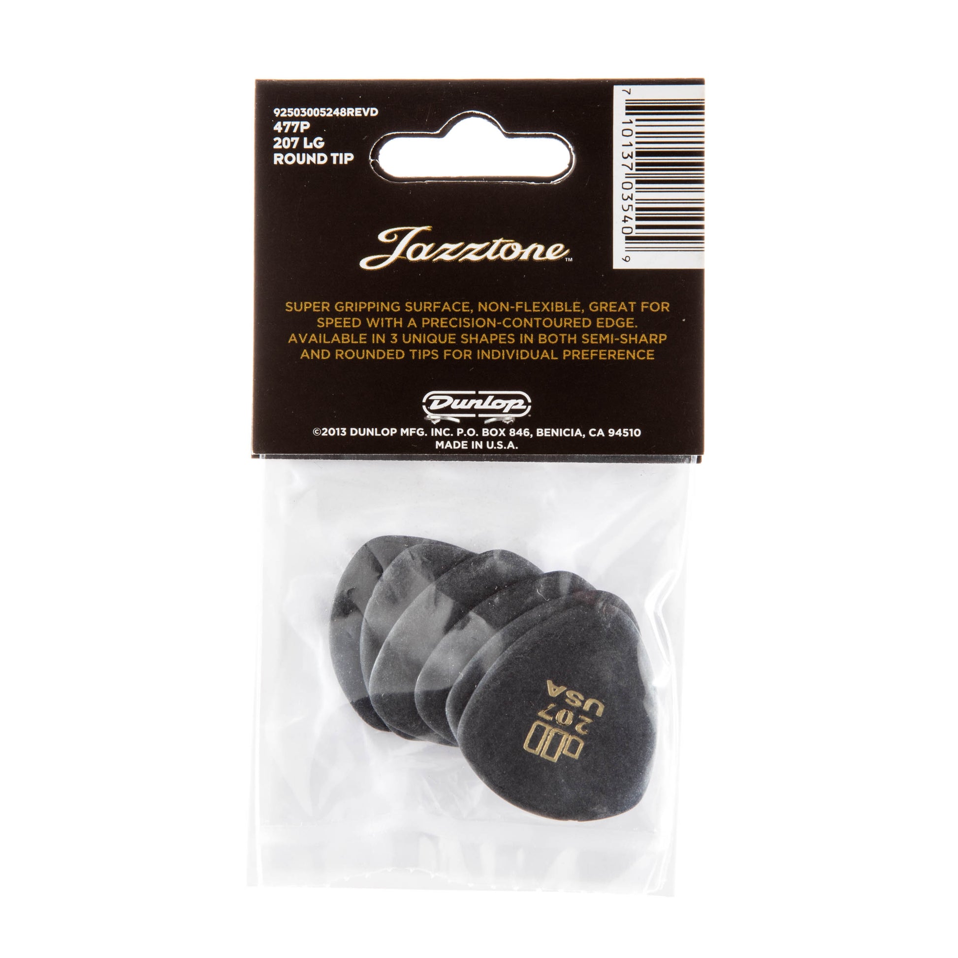 Jim Dunlop DUNLOP JAZZTONE LARGE ROUND TIP 2.08mm GUITAR PICK PLAYER'S PACK 06-PACK - 477P207