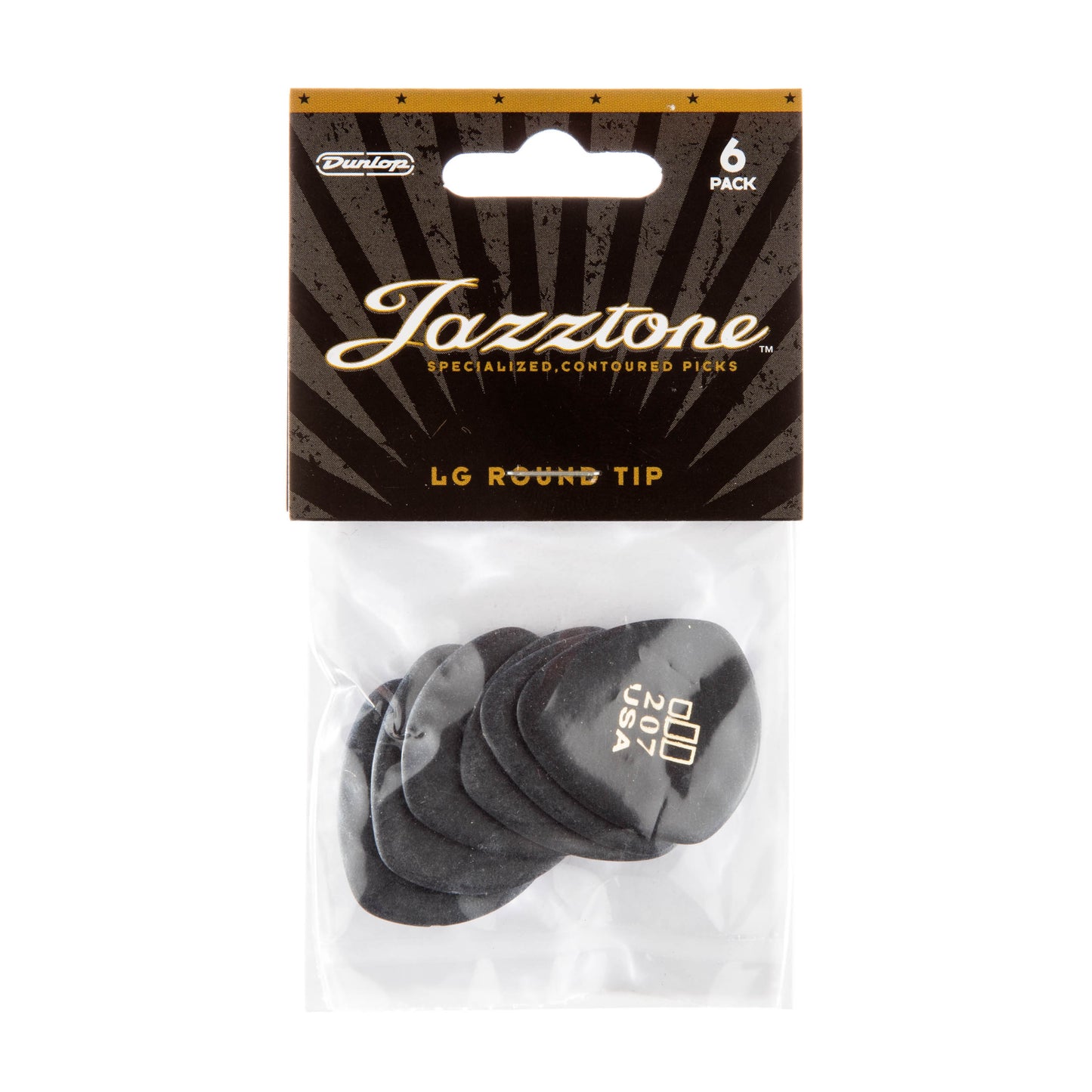 Jim Dunlop DUNLOP JAZZTONE LARGE ROUND TIP 2.08mm GUITAR PICK PLAYER'S PACK 06-PACK - 477P207