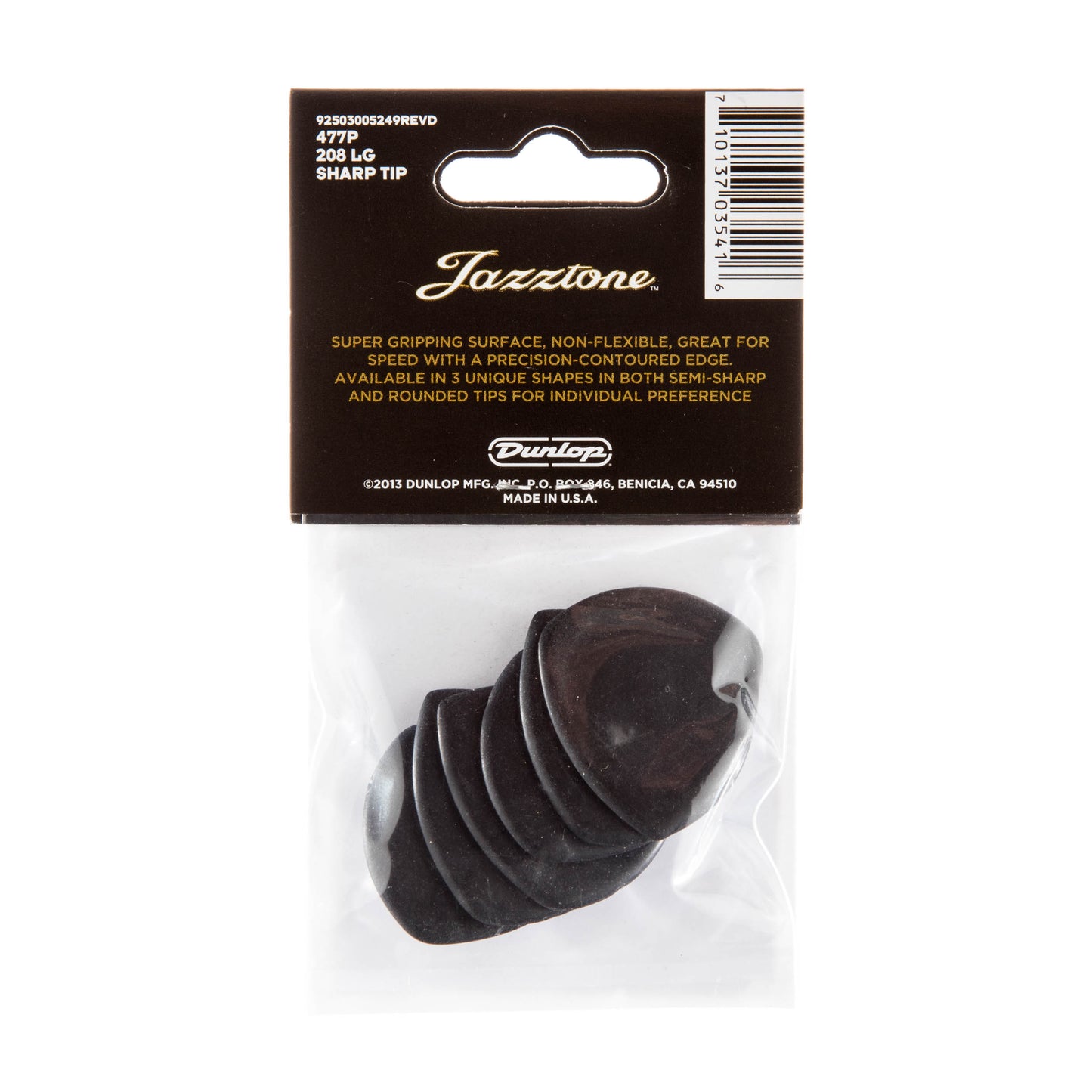 Jim Dunlop DUNLOP JAZZTONE LARGE POINT TIP 2.08mm GUITAR PICK PLAYER'S PACK 06-PACK - 477P208