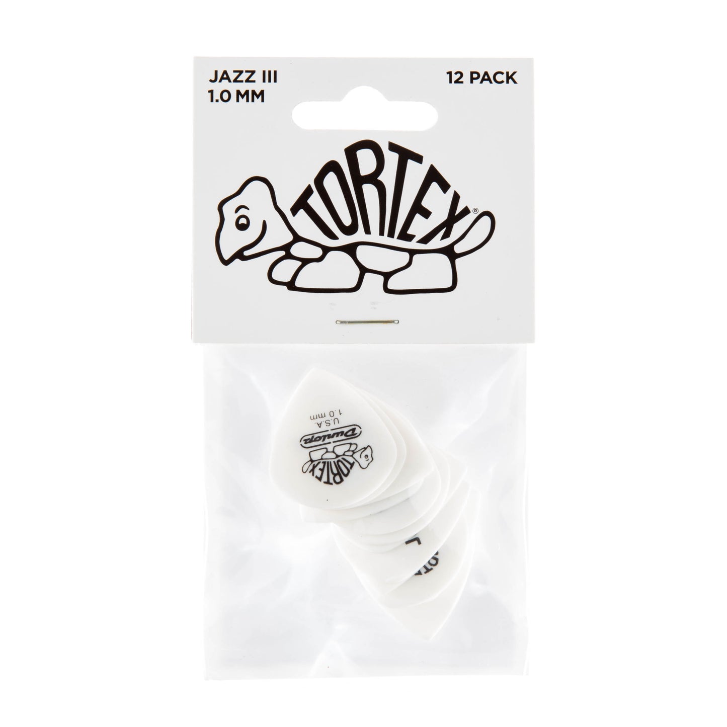 Jim Dunlop DUNLOP TORTEX WHITE 1.0mm JAZZ III GUITAR PICK PLAYER'S PACK 12-PACK - 478P100