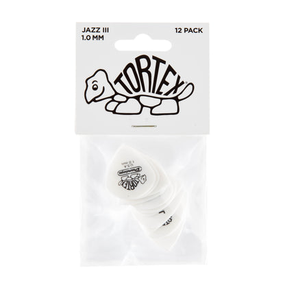 Jim Dunlop DUNLOP TORTEX WHITE 1.0mm JAZZ III GUITAR PICK PLAYER'S PACK 12-PACK - 478P100
