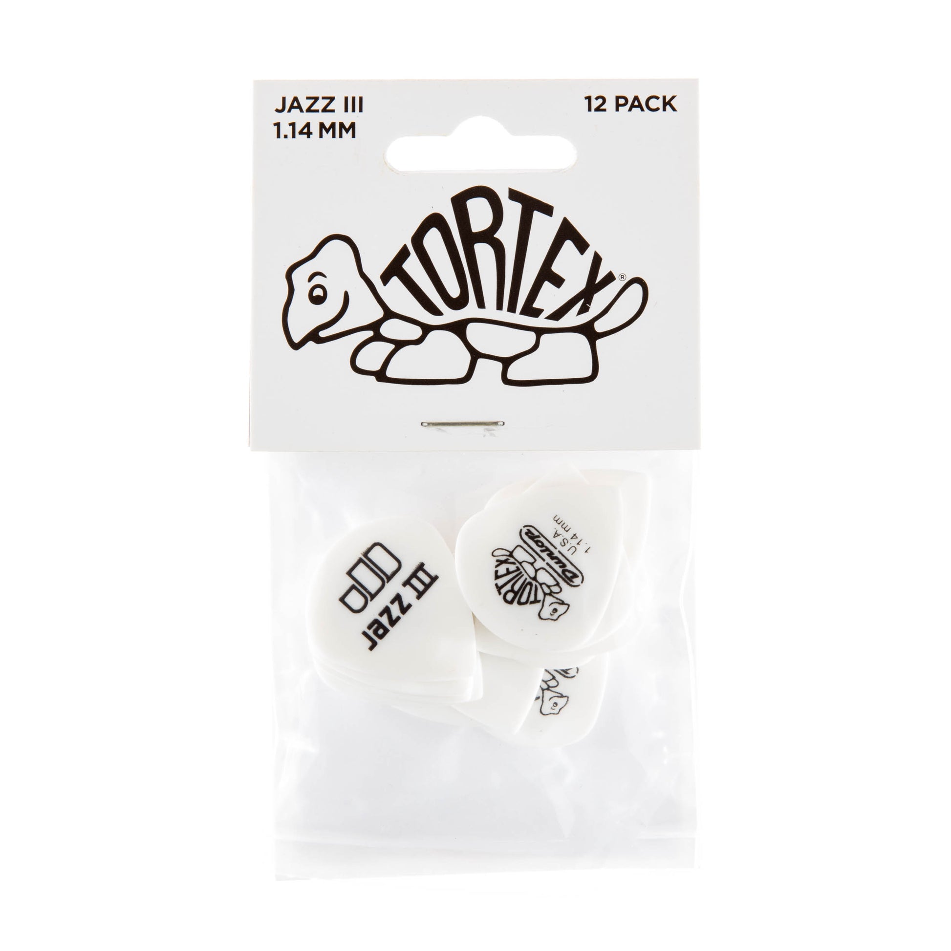Jim Dunlop DUNLOP TORTEX WHITE 1.14mm JAZZ III GUITAR PICK PLAYER'S PACK 12-PACK - 478P114