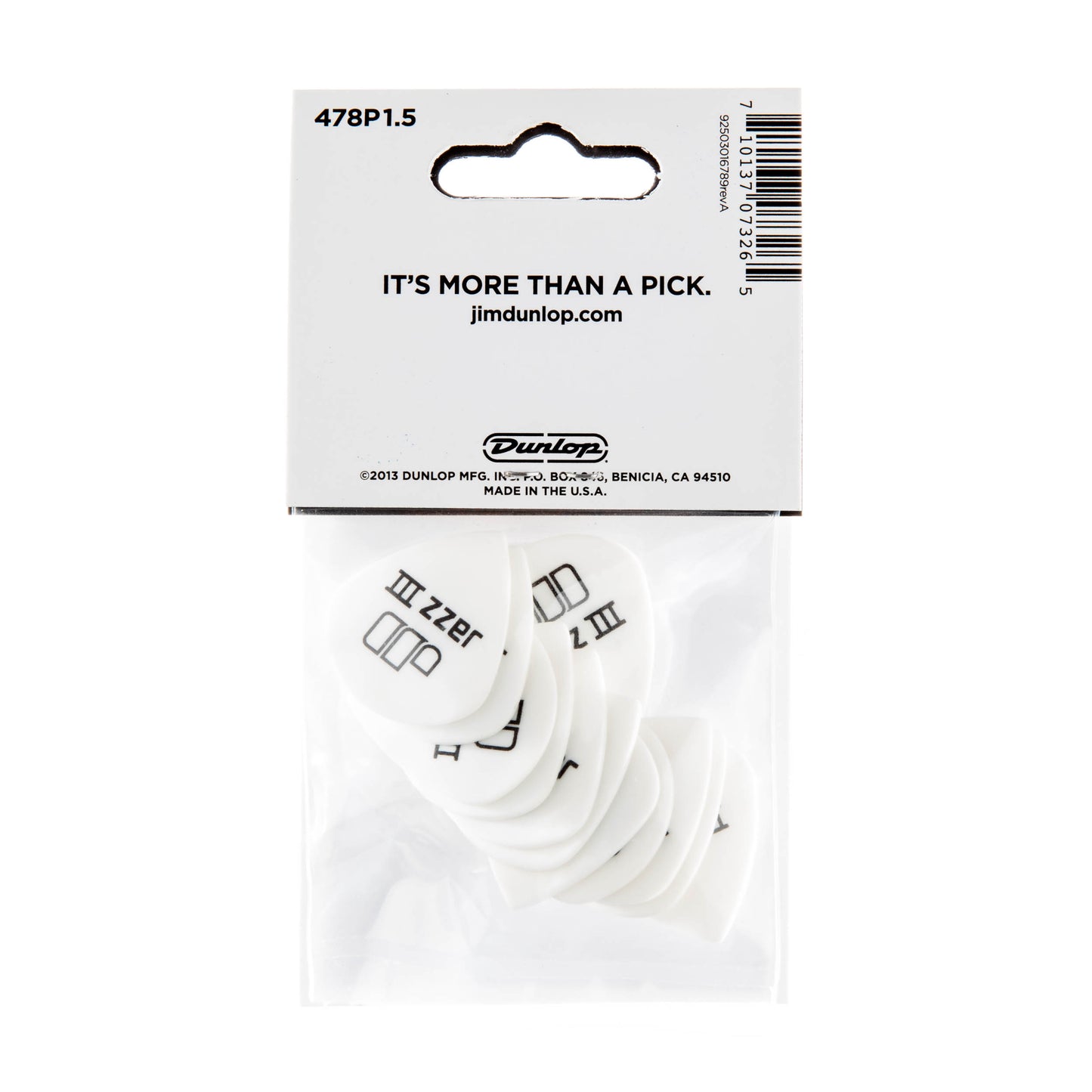 Jim Dunlop DUNLOP TORTEX WHITE 1.5mm JAZZ III GUITAR PICK PLAYER'S PACK 12-PACK - 478P150