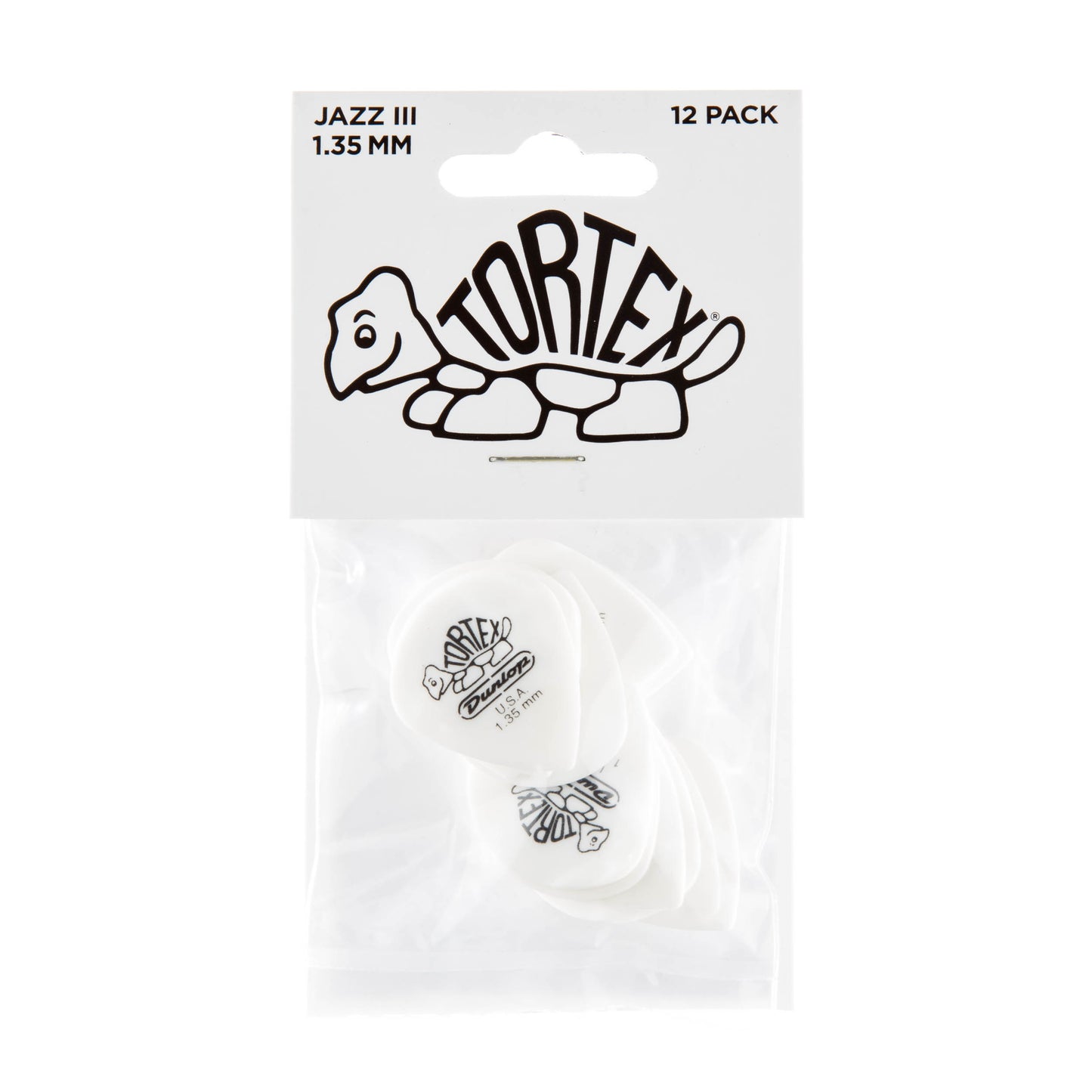 Jim Dunlop DUNLOP TORTEX WHITE 1.35mm JAZZ III GUITAR PICK PLAYER'S PACK 12-PACK - 478P135
