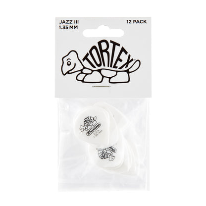 Jim Dunlop DUNLOP TORTEX WHITE 1.35mm JAZZ III GUITAR PICK PLAYER'S PACK 12-PACK - 478P135