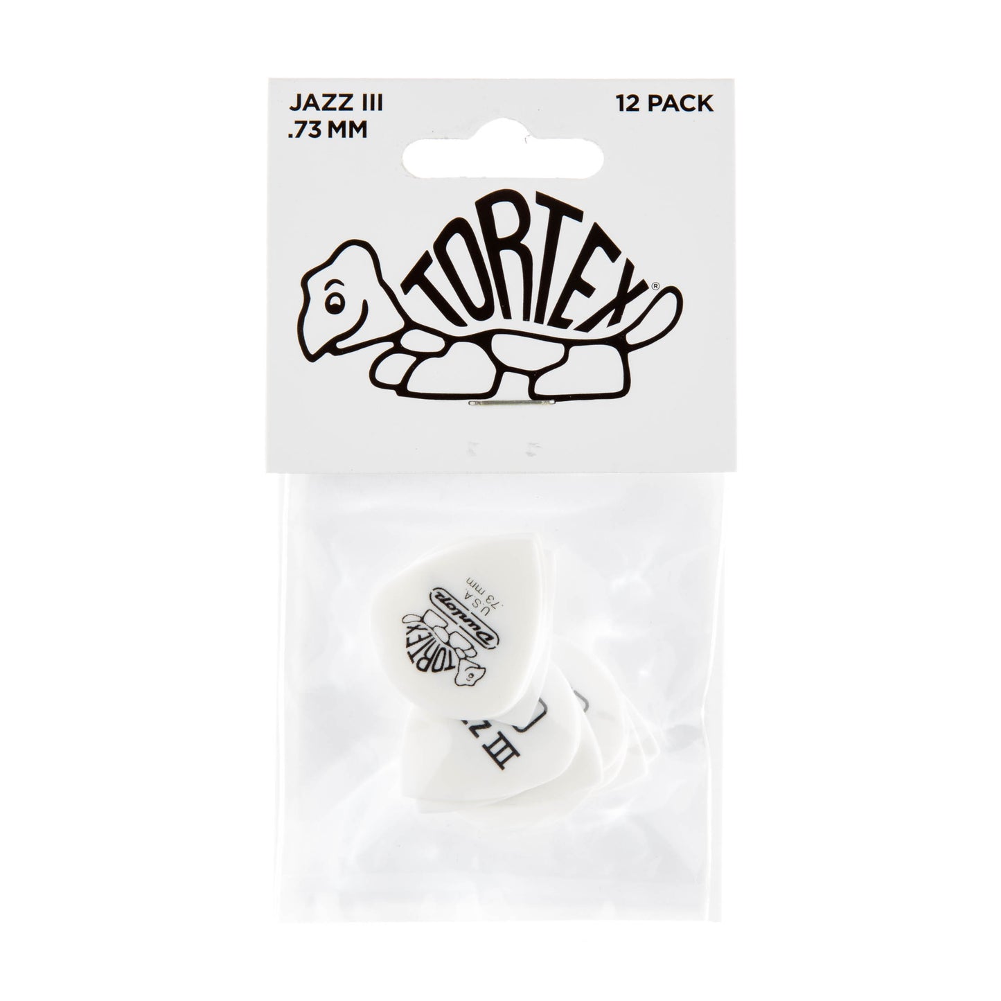 Jim Dunlop DUNLOP TORTEX WHITE .73mm JAZZ III GUITAR PICK PLAYER'S PACK 12-PACK - 478P073