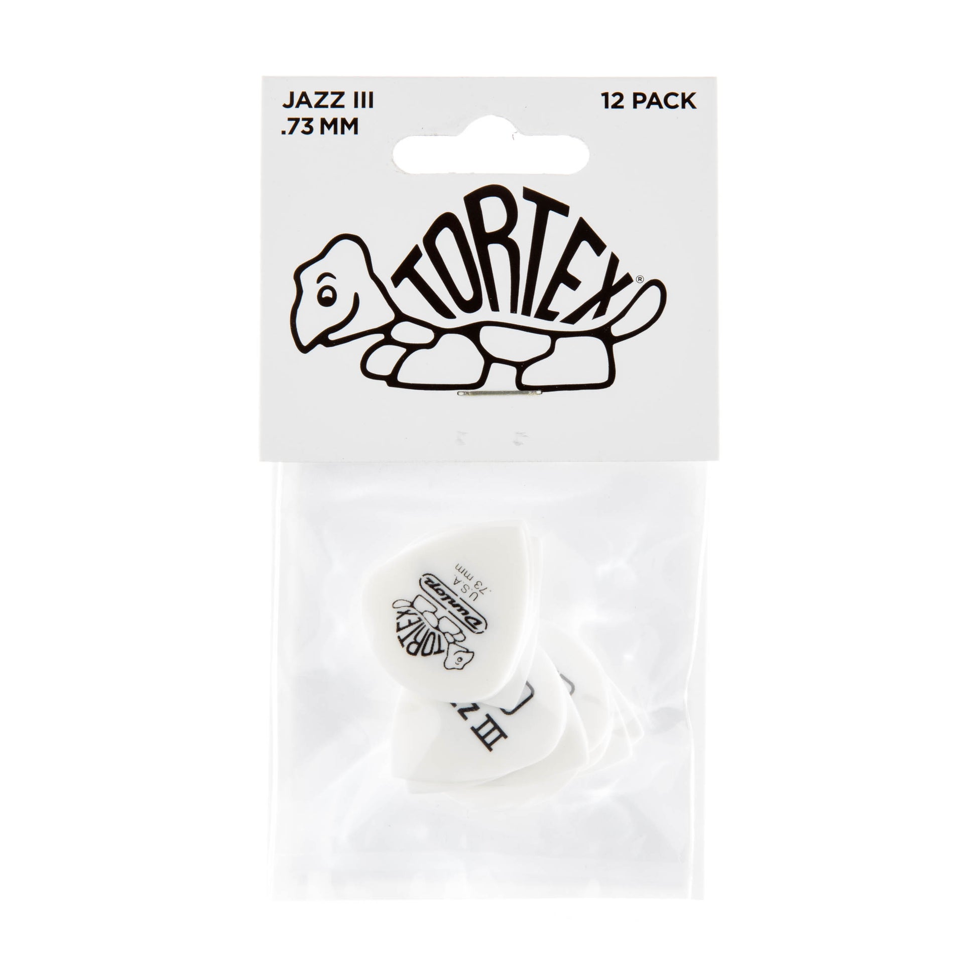 Jim Dunlop DUNLOP TORTEX WHITE .73mm JAZZ III GUITAR PICK PLAYER'S PACK 12-PACK - 478P073