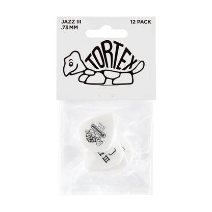 Jim Dunlop DUNLOP TORTEX WHITE .73mm JAZZ III GUITAR PICK PLAYER'S PACK 12-PACK - 478P073
