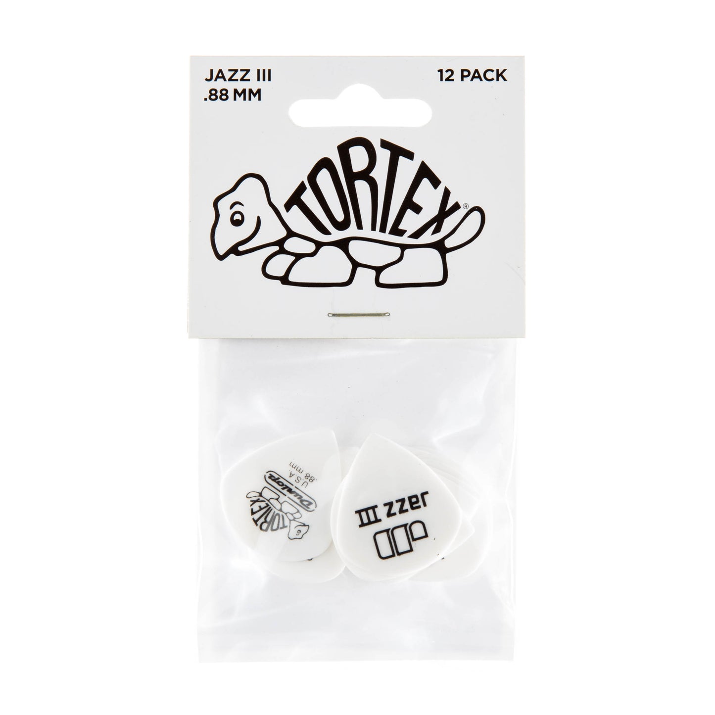 Jim Dunlop DUNLOP TORTEX WHITE .88mm JAZZ III GUITAR PICK PLAYER'S PACK 12-PACK - 478P088