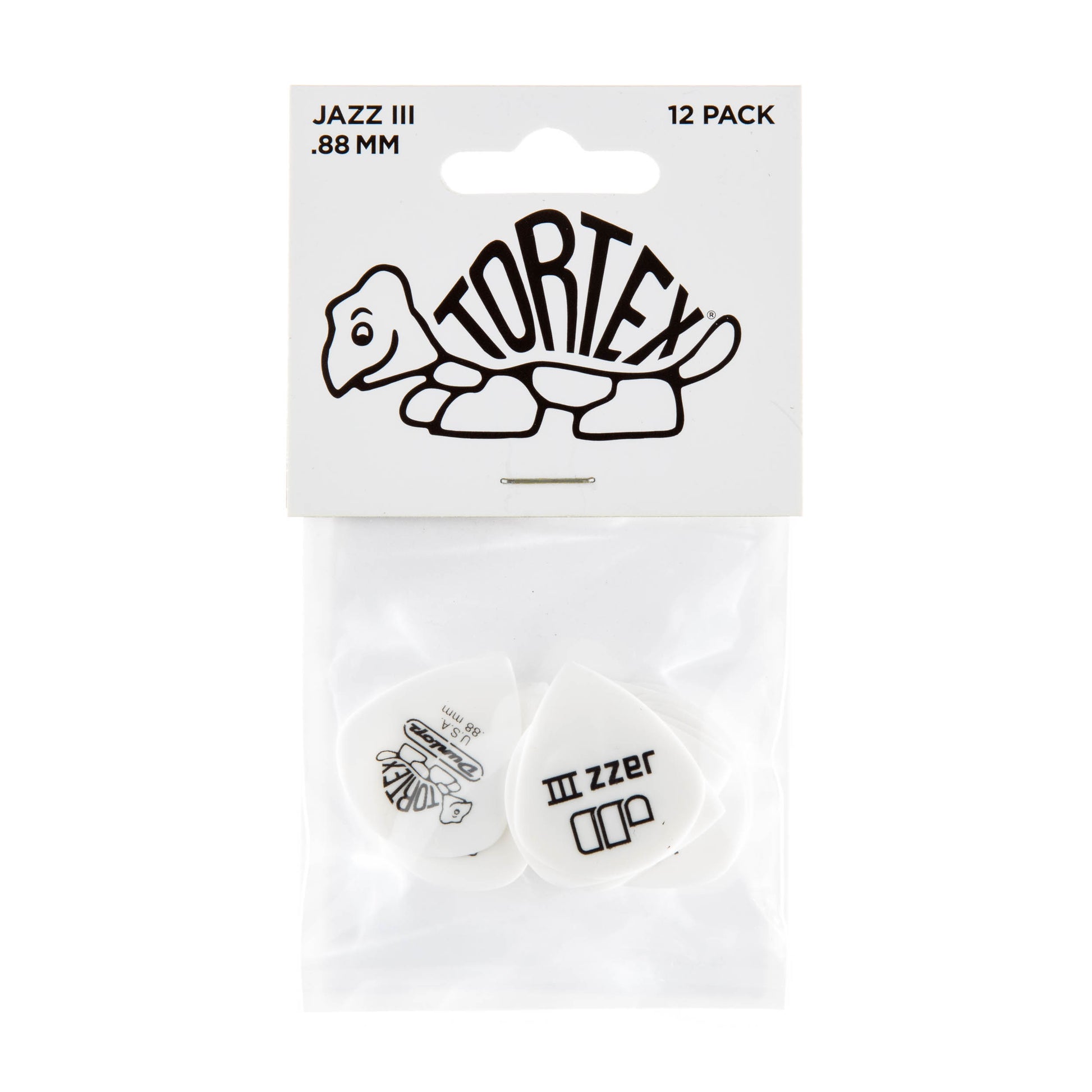 Jim Dunlop DUNLOP TORTEX WHITE .88mm JAZZ III GUITAR PICK PLAYER'S PACK 12-PACK - 478P088
