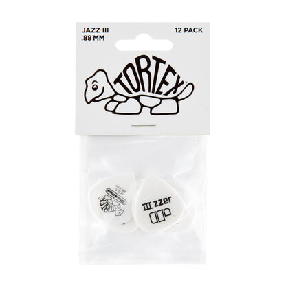 Jim Dunlop DUNLOP TORTEX WHITE .88mm JAZZ III GUITAR PICK PLAYER'S PACK 12-PACK - 478P088