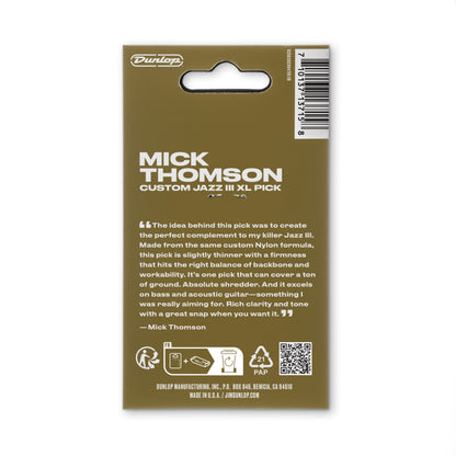 Jim Dunlop DUNLOP MICK THOMSON CUSTOM 1.0mm JAZZ III XL GUITAR PICK PLAYER'S PACK 06-PACK - 47PXLMTG