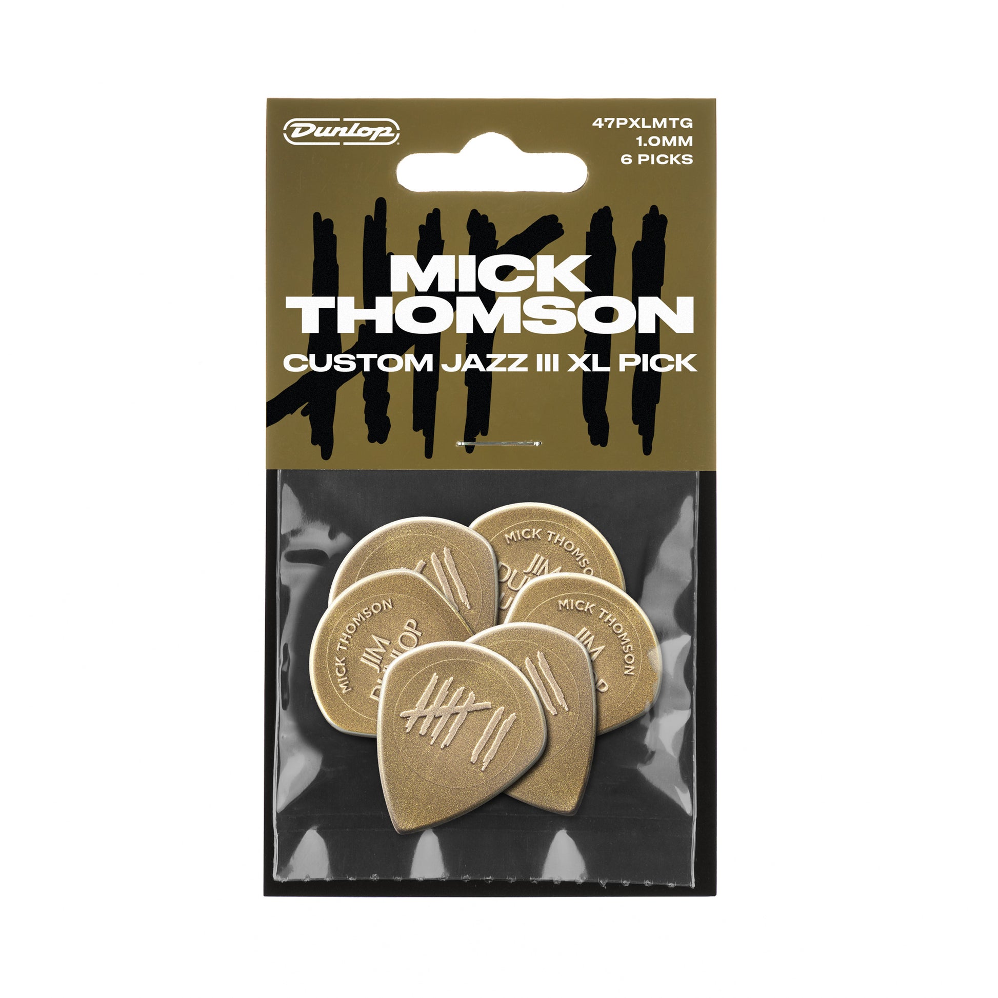 Jim Dunlop DUNLOP MICK THOMSON CUSTOM 1.0mm JAZZ III XL GUITAR PICK PLAYER'S PACK 06-PACK - 47PXLMTG