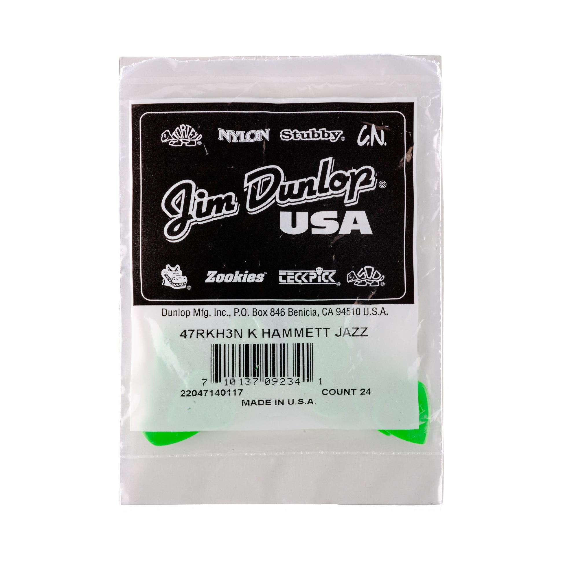 Jim Dunlop DUNLOP KIRK HAMMETT 1.38mm JAZZ III GREEN GUITAR PICK REFILL BAG 24-PACK - 47RKH3N