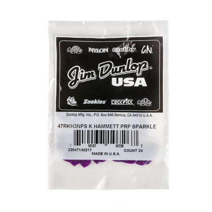 Jim Dunlop DUNLOP KIRK HAMMETT 1.38mm JAZZ III PURPLE SPARKLE GUITAR PICK REFILL BAG 24-PACK - 47RKH3NPS