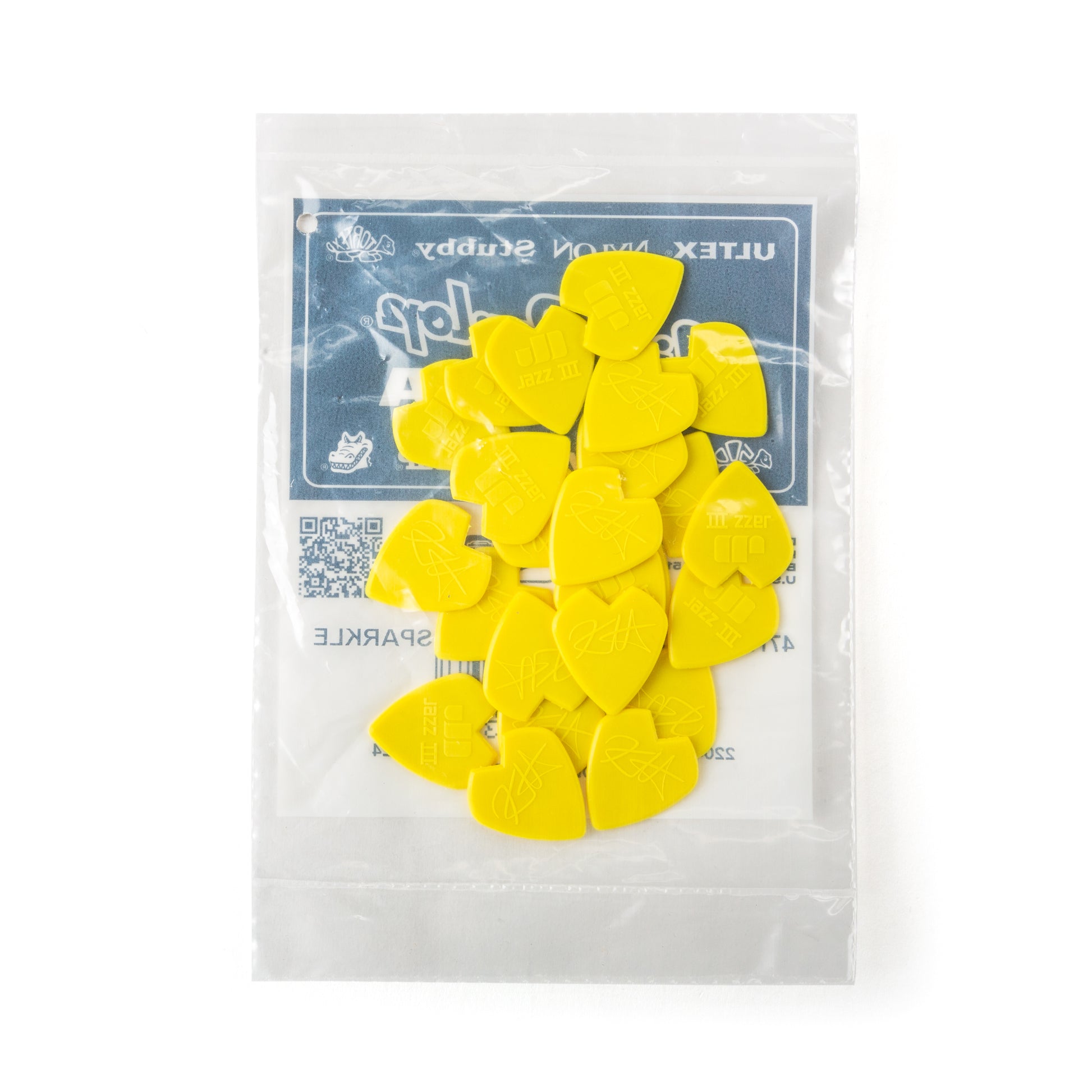 Jim Dunlop DUNLOP KIRK HAMMETT 1.38mm JAZZ III YELLOW GLITTER GUITAR PICK REFILL BAG 24-PACK - 47RKH3NYS
