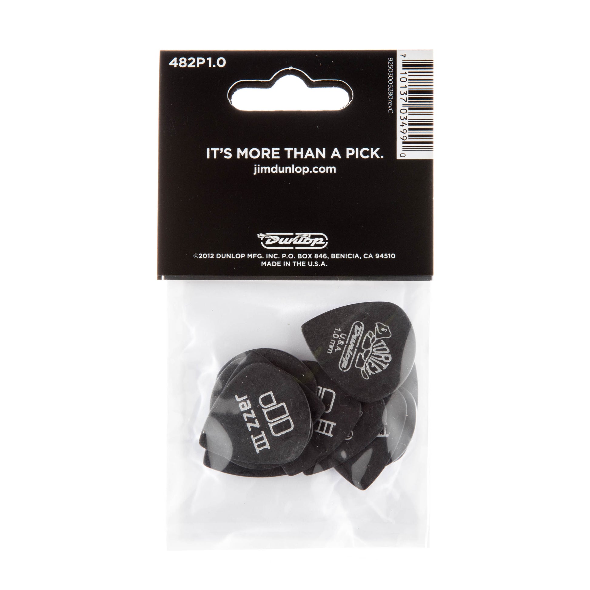 Jim Dunlop DUNLOP TORTEX PITCH BLACK 1.0mm JAZZ III GUITAR PICK PLAYER'S PACK 12-PACK - 482P100