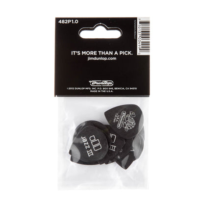 Jim Dunlop DUNLOP TORTEX PITCH BLACK 1.0mm JAZZ III GUITAR PICK PLAYER'S PACK 12-PACK - 482P100