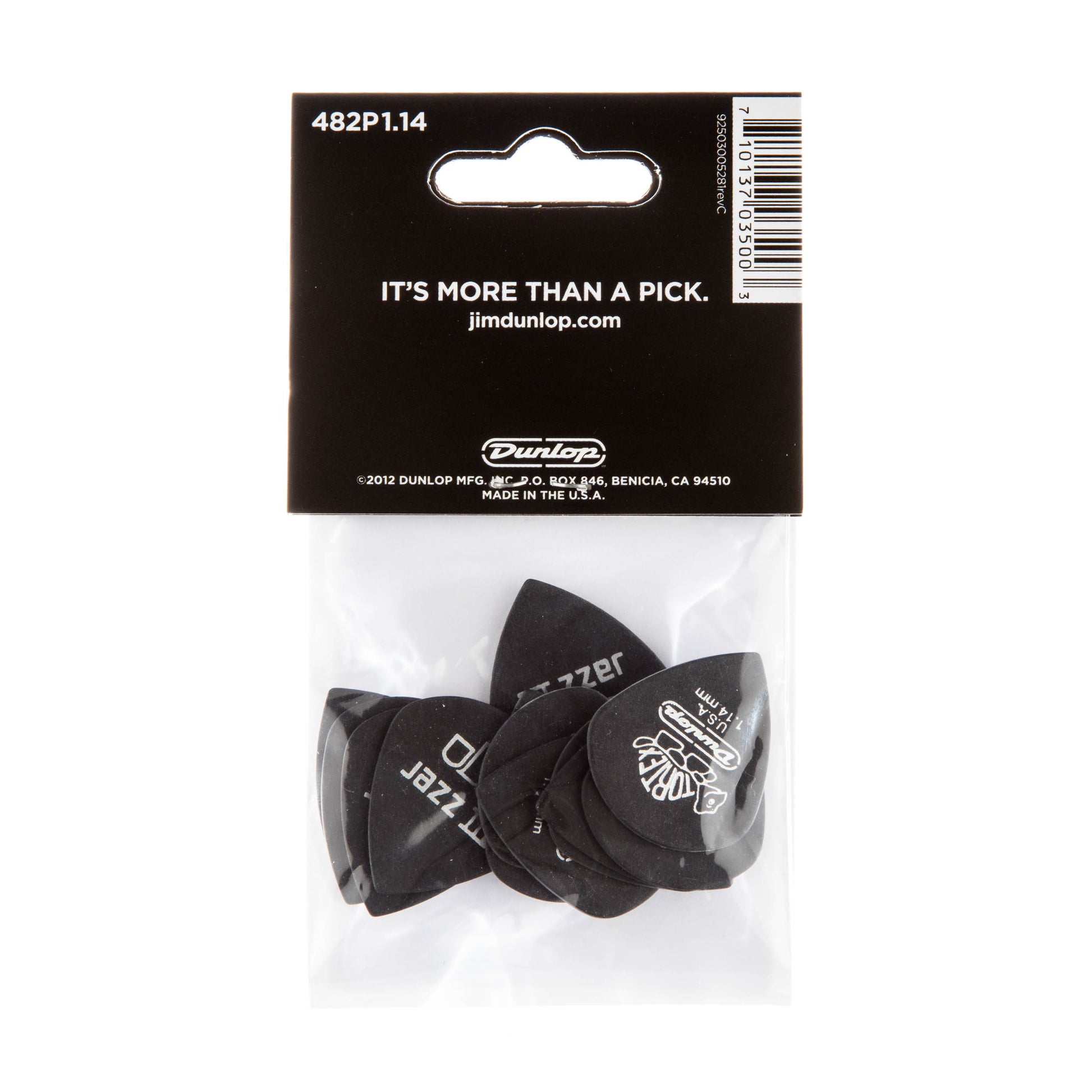 Jim Dunlop DUNLOP TORTEX PITCH BLACK 1.14mm JAZZ III GUITAR PICK PLAYER'S PACK 12-PACK - 482P114