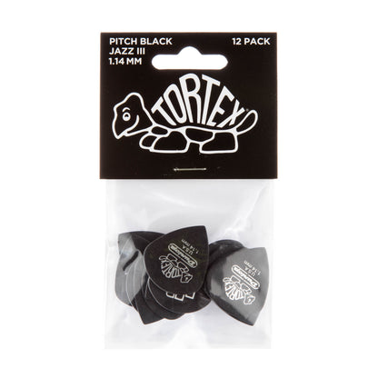 Jim Dunlop DUNLOP TORTEX PITCH BLACK 1.14mm JAZZ III GUITAR PICK PLAYER'S PACK 12-PACK - 482P114