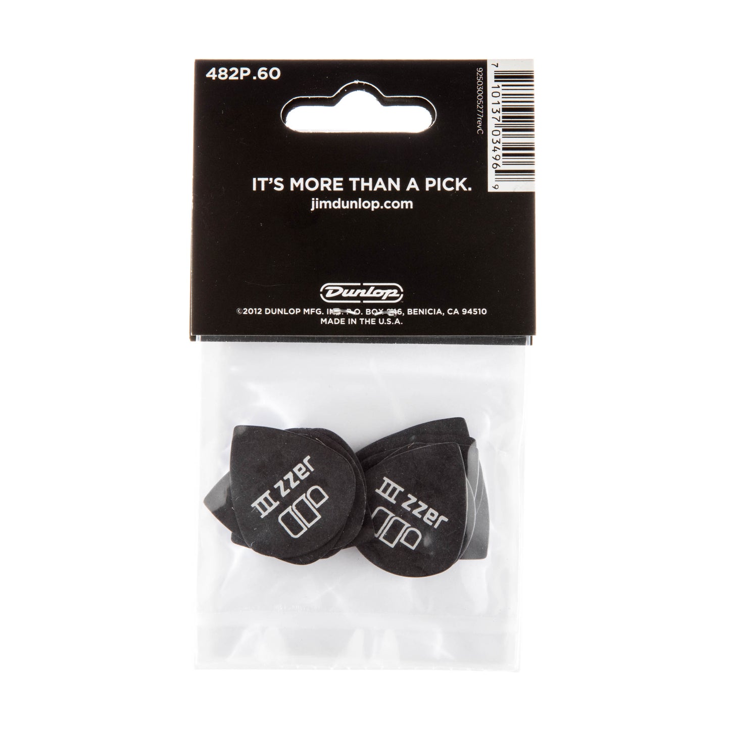 Jim Dunlop DUNLOP TORTEX PITCH BLACK .60mm JAZZ III GUITAR PICK PLAYER'S PACK 12-PACK - 482P060