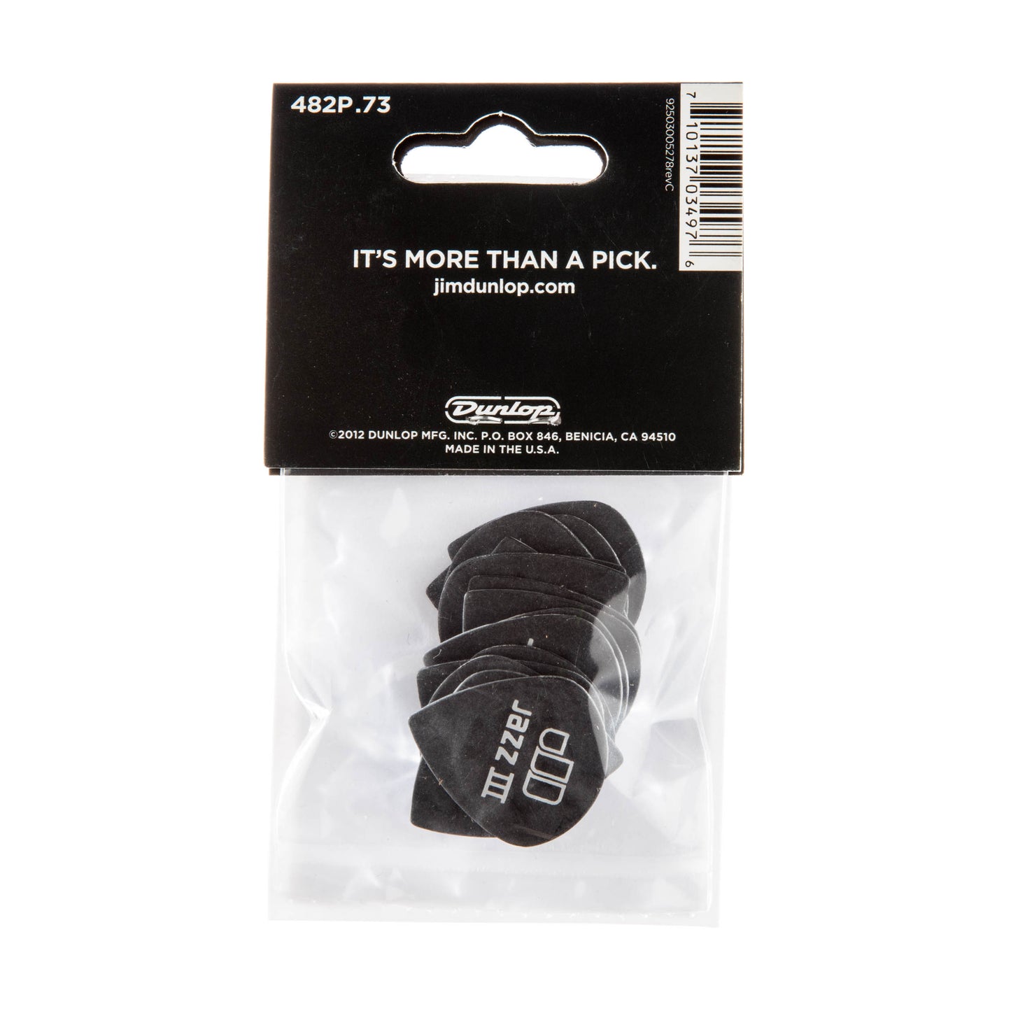 Jim Dunlop DUNLOP TORTEX PITCH BLACK .73mm JAZZ III GUITAR PICK PLAYER'S PACK 12-PACK - 482P073