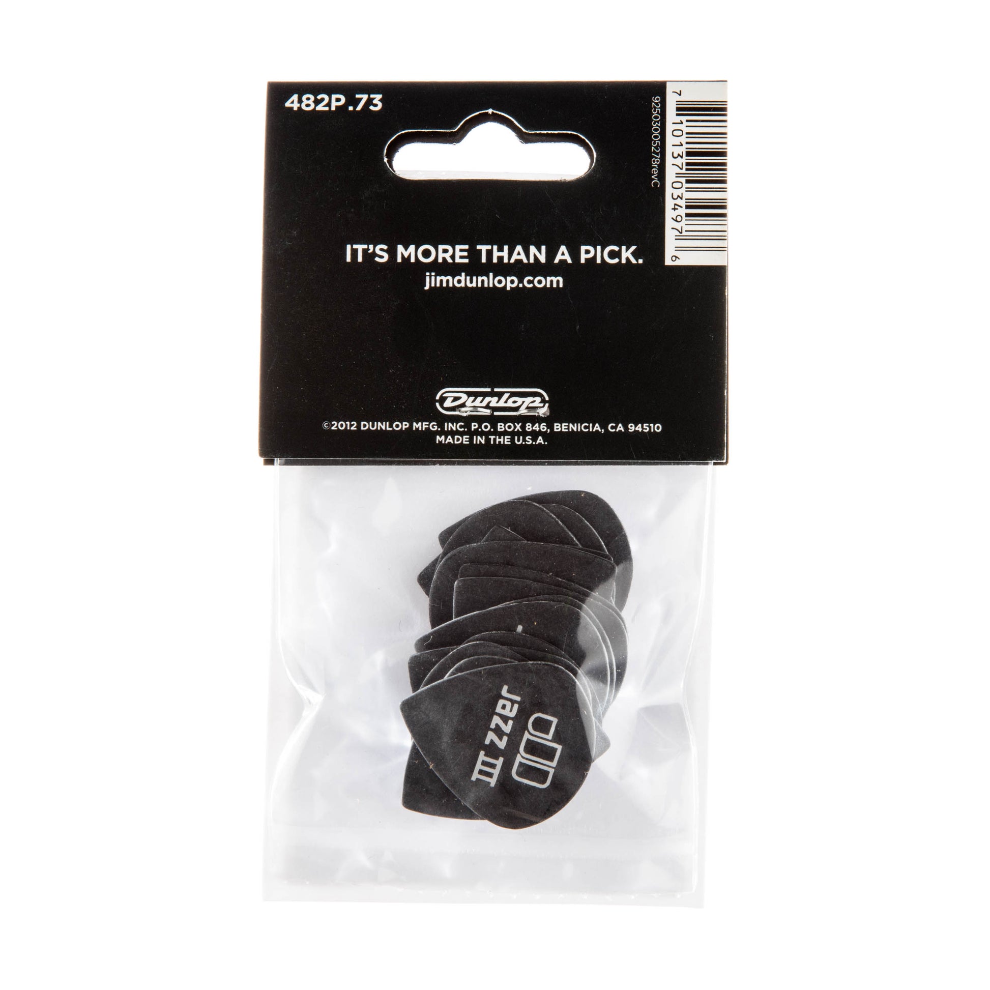 Jim Dunlop DUNLOP TORTEX PITCH BLACK .73mm JAZZ III GUITAR PICK PLAYER'S PACK 12-PACK - 482P073