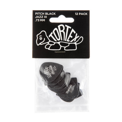 Jim Dunlop DUNLOP TORTEX PITCH BLACK .73mm JAZZ III GUITAR PICK PLAYER'S PACK 12-PACK - 482P073