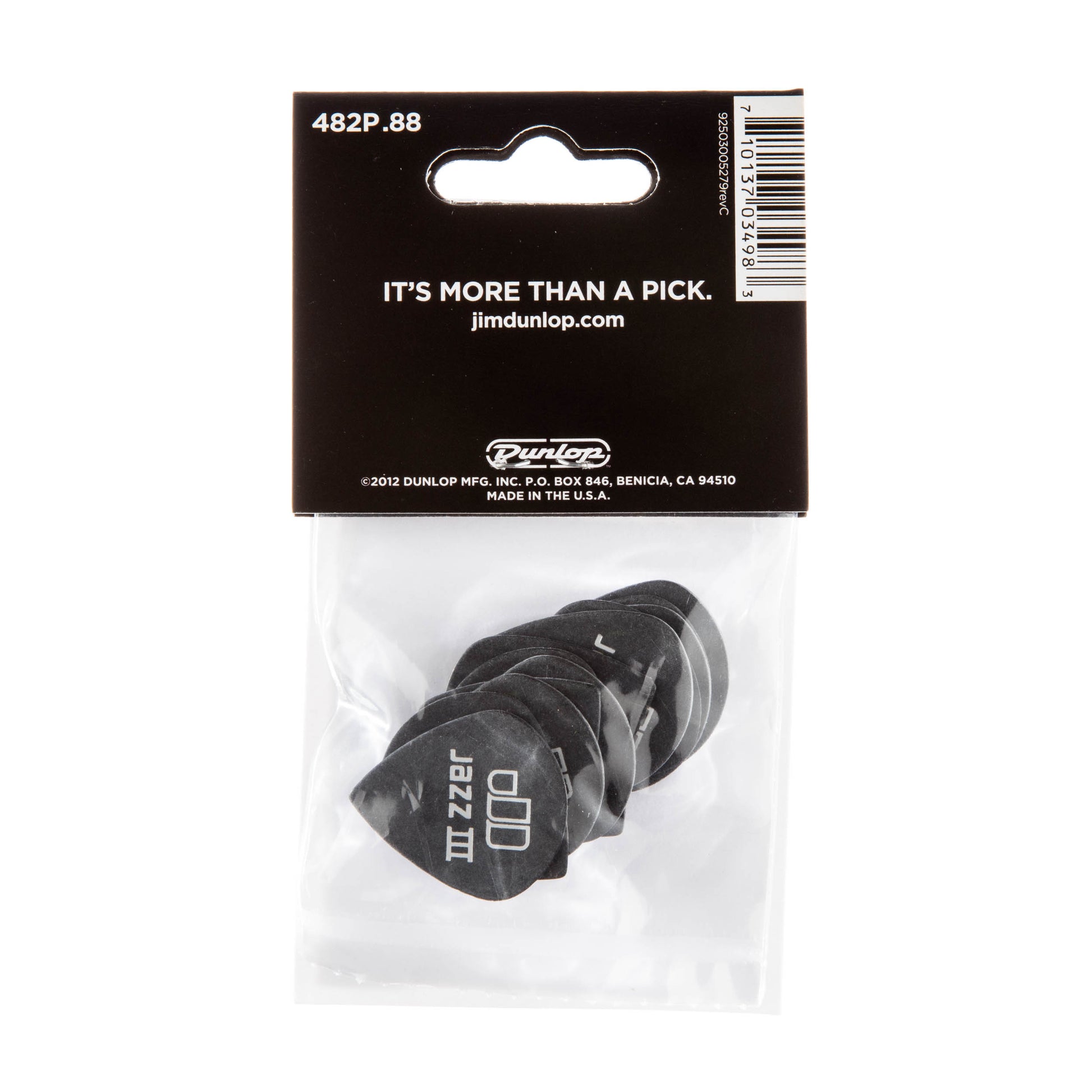 Jim Dunlop DUNLOP TORTEX PITCH BLACK .88mm JAZZ III GUITAR PICK PLAYER'S PACK 12-PACK - 482P088
