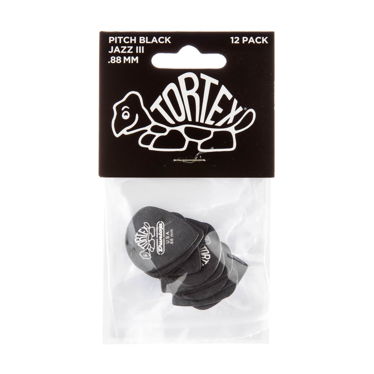 Jim Dunlop DUNLOP TORTEX PITCH BLACK .88mm JAZZ III GUITAR PICK PLAYER'S PACK 12-PACK - 482P088