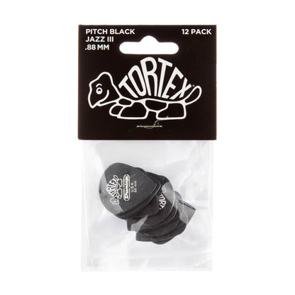 Jim Dunlop DUNLOP TORTEX PITCH BLACK .88mm JAZZ III GUITAR PICK PLAYER'S PACK 12-PACK - 482P088