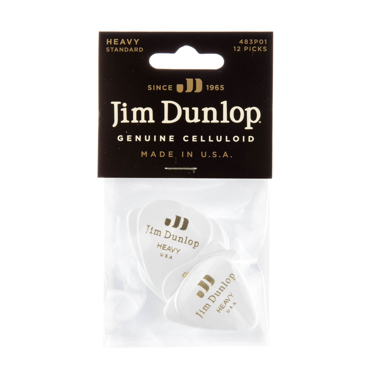 Jim Dunlop DUNLOP CELLULOID WHITE GUITAR PICK PLAYER'S PACK 12-PACK HEAVY - 483P01HV