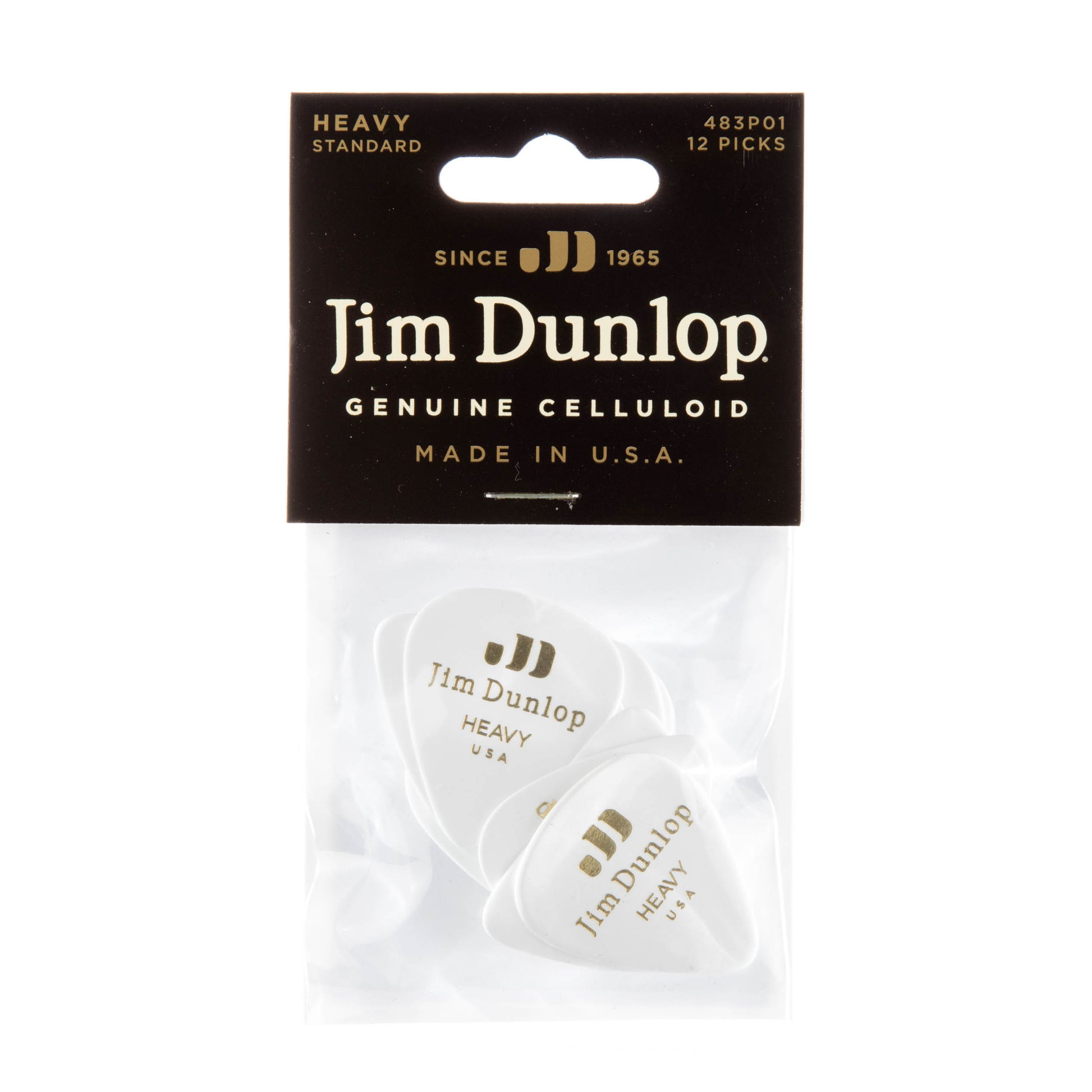 Jim Dunlop DUNLOP CELLULOID WHITE GUITAR PICK PLAYER'S PACK 12-PACK HEAVY - 483P01HV