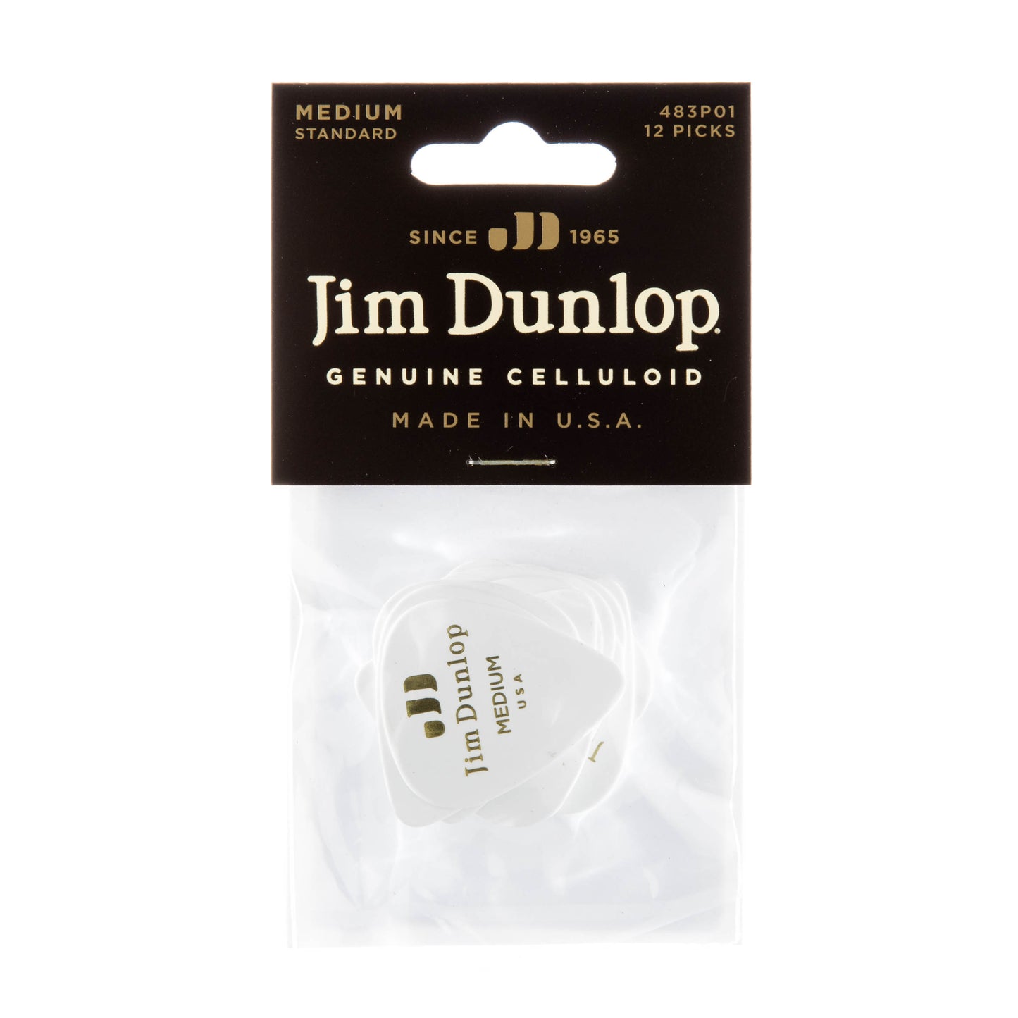 Jim Dunlop DUNLOP CELLULOID WHITE GUITAR PICK PLAYER'S PACK 12-PACK MEDIUM - 483P01MD