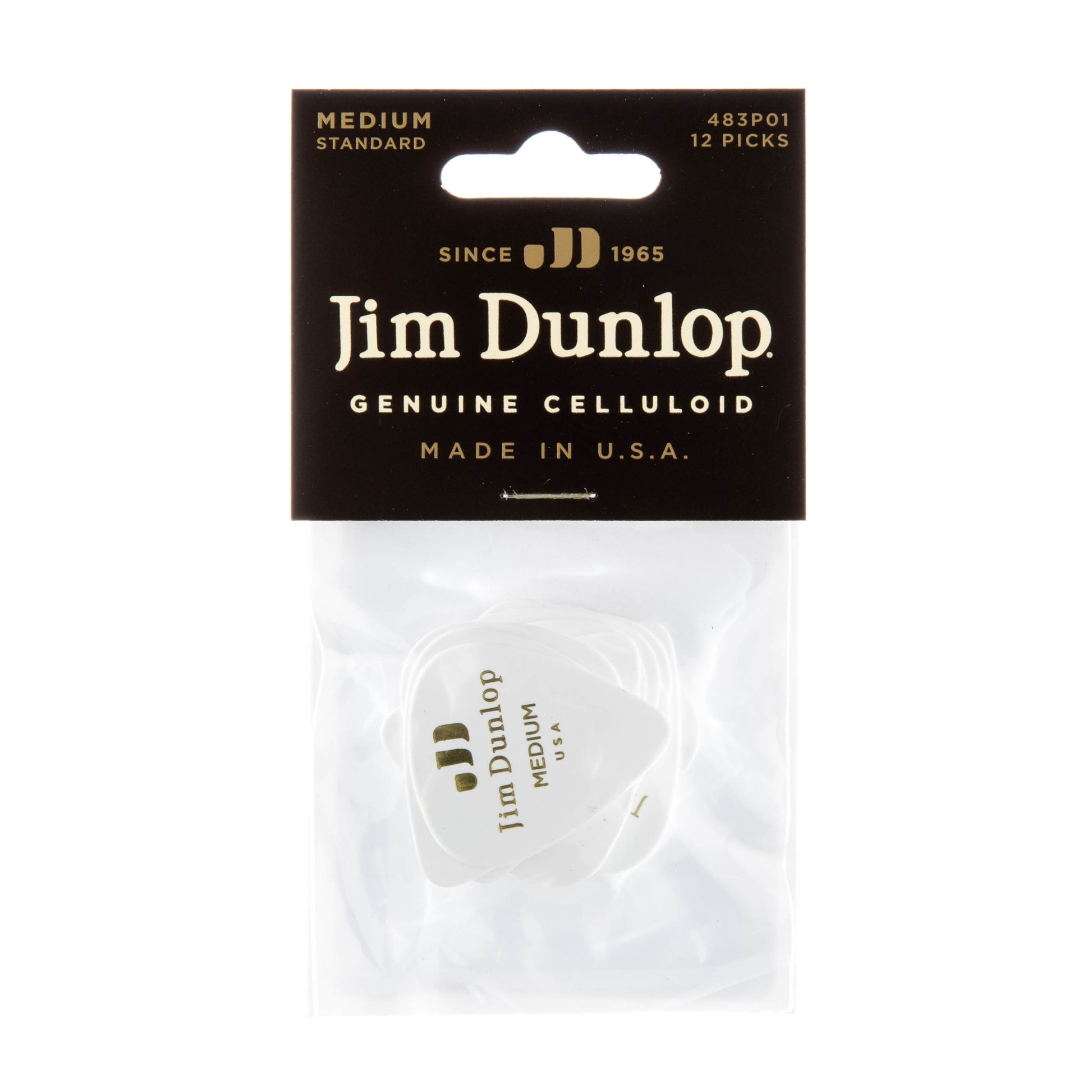 Jim Dunlop DUNLOP CELLULOID WHITE GUITAR PICK PLAYER'S PACK 12-PACK MEDIUM - 483P01MD