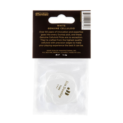 Jim Dunlop DUNLOP CELLULOID WHITE GUITAR PICK PLAYER'S PACK 12-PACK THIN - 483P01TH
