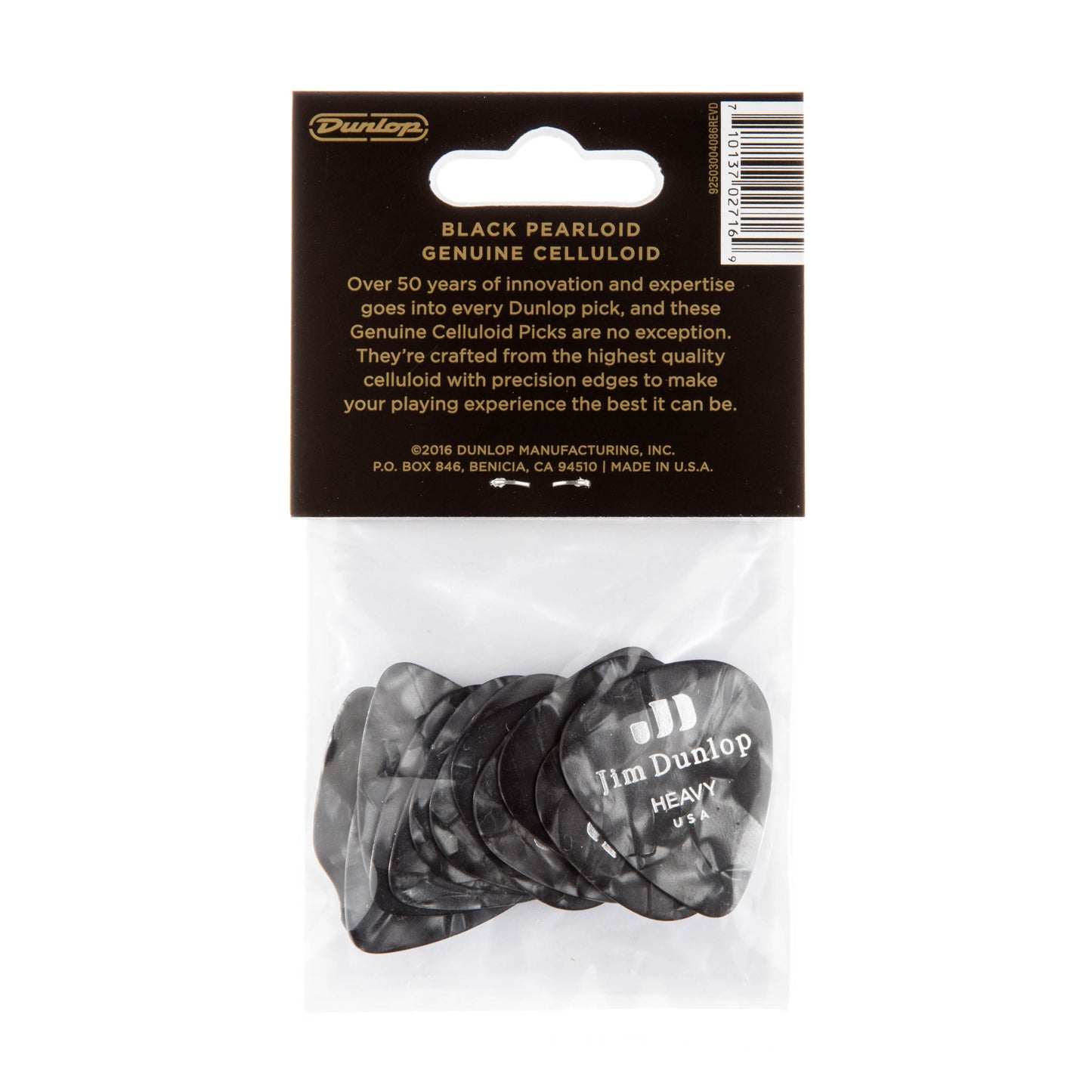Jim Dunlop DUNLOP CELLULOID BLACK PEARLOID GUITAR PICK PLAYER'S PACK 12-PACK HEAVY - 483P02HV