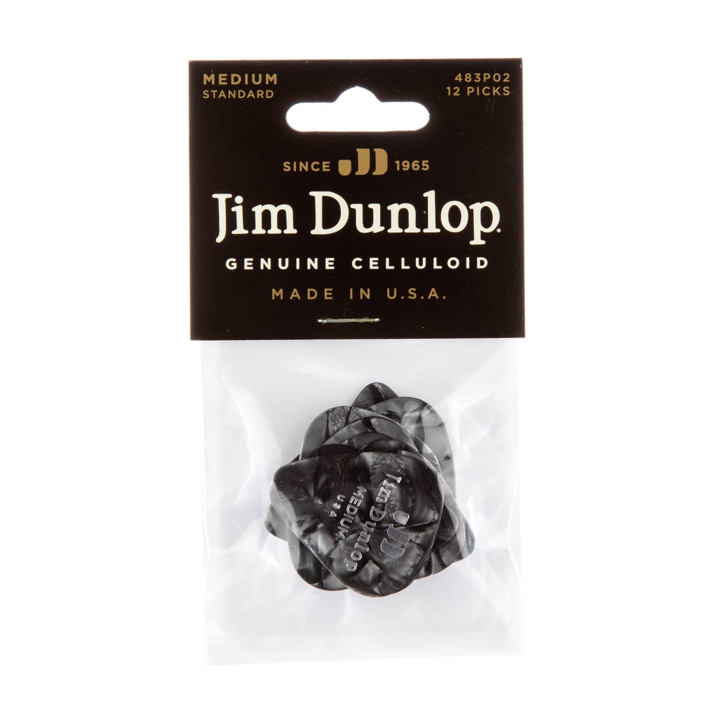 Jim Dunlop DUNLOP CELLULOID BLACK PEARLOID GUITAR PICK PLAYER'S PACK 12-PACK MEDIUM - 483P02MD