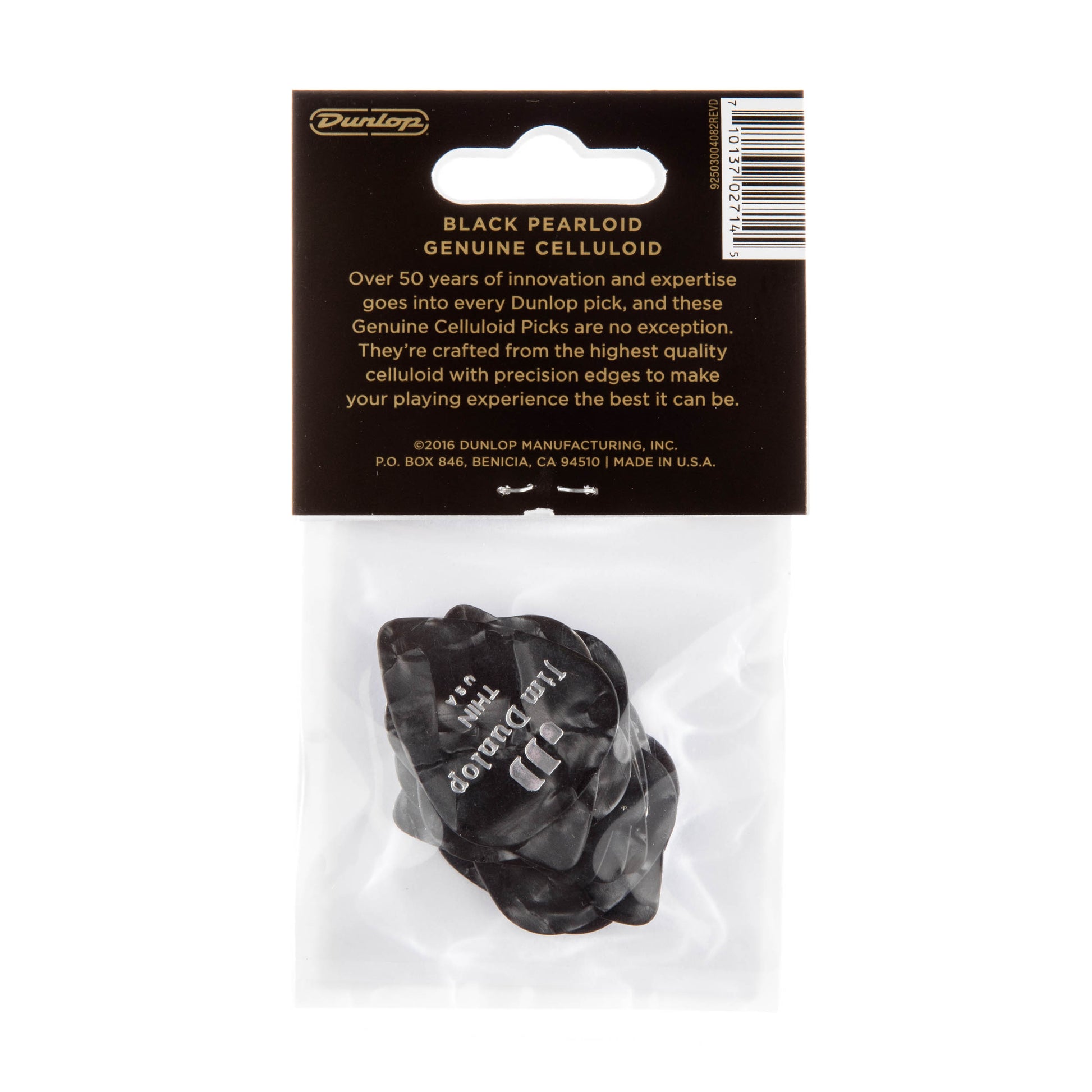 Jim Dunlop DUNLOP CELLULOID BLACK PEARLOID GUITAR PICK PLAYER'S PACK 12-PACK THIN - 483P02TH