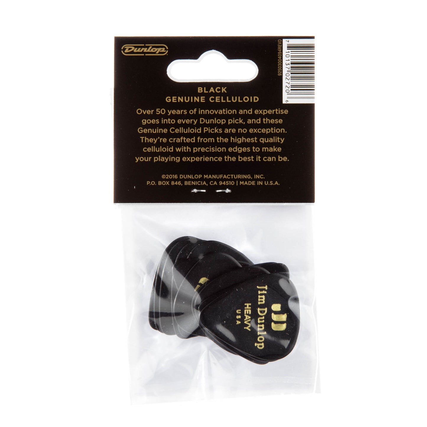 Jim Dunlop DUNLOP CELLULOID BLACK GUITAR PICK PLAYER'S PACK 12-PACK HEAVY - 483P03HV