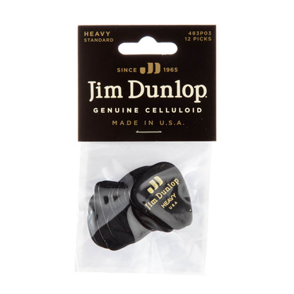 Jim Dunlop DUNLOP CELLULOID BLACK GUITAR PICK PLAYER'S PACK 12-PACK HEAVY - 483P03HV