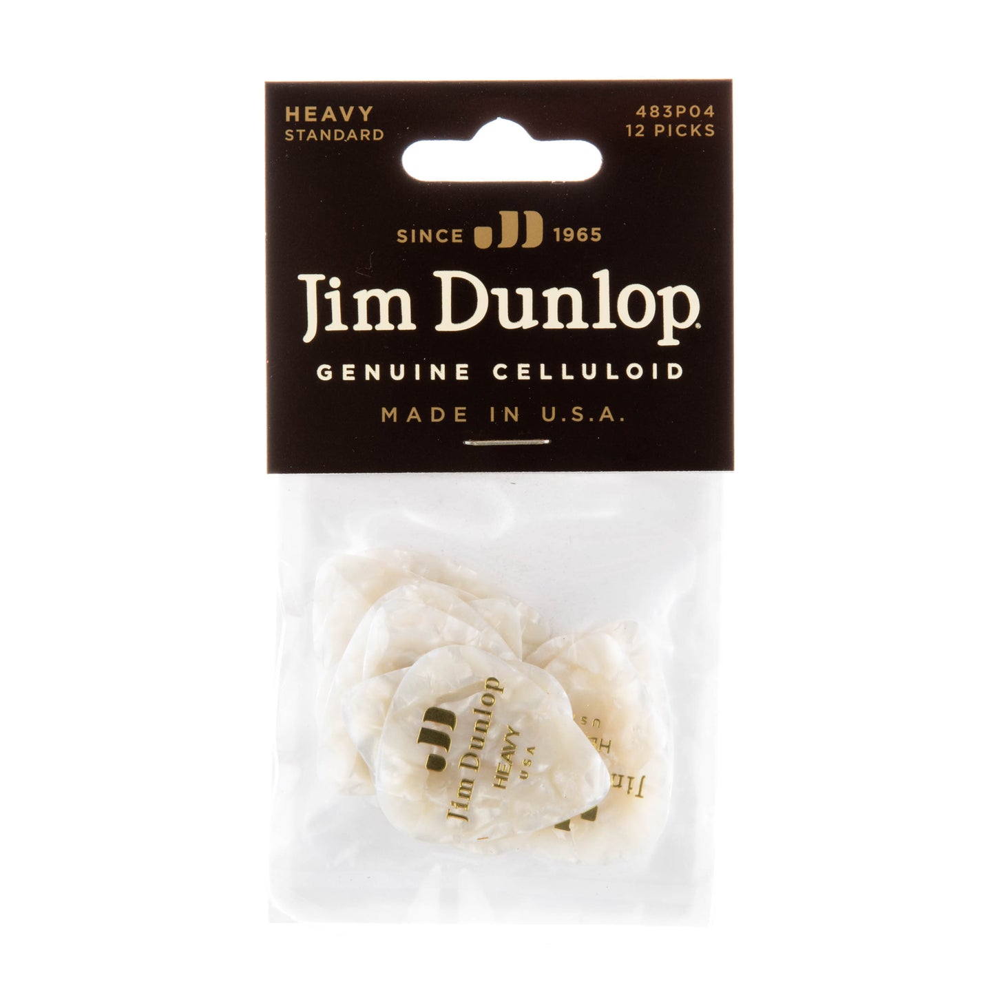 Jim Dunlop DUNLOP CELLULOID WHITE PEARLOID GUITAR PICK PLAYER'S PACK 12-PACK HEAVY - 483P04HV