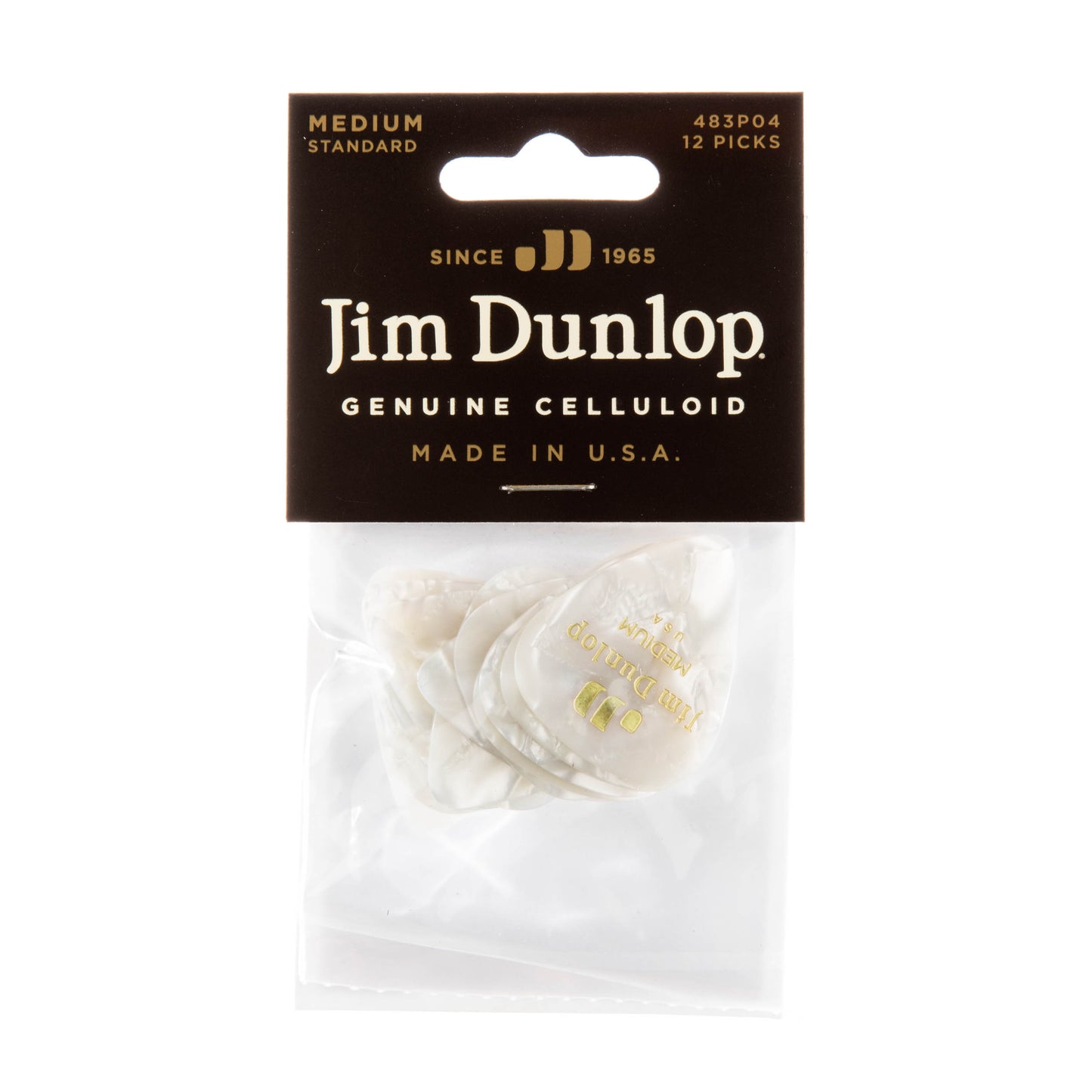 Jim Dunlop DUNLOP CELLULOID WHITE PEARLOID GUITAR PICK PLAYER'S PACK 12-PACK MEDIUM - 483P04MD