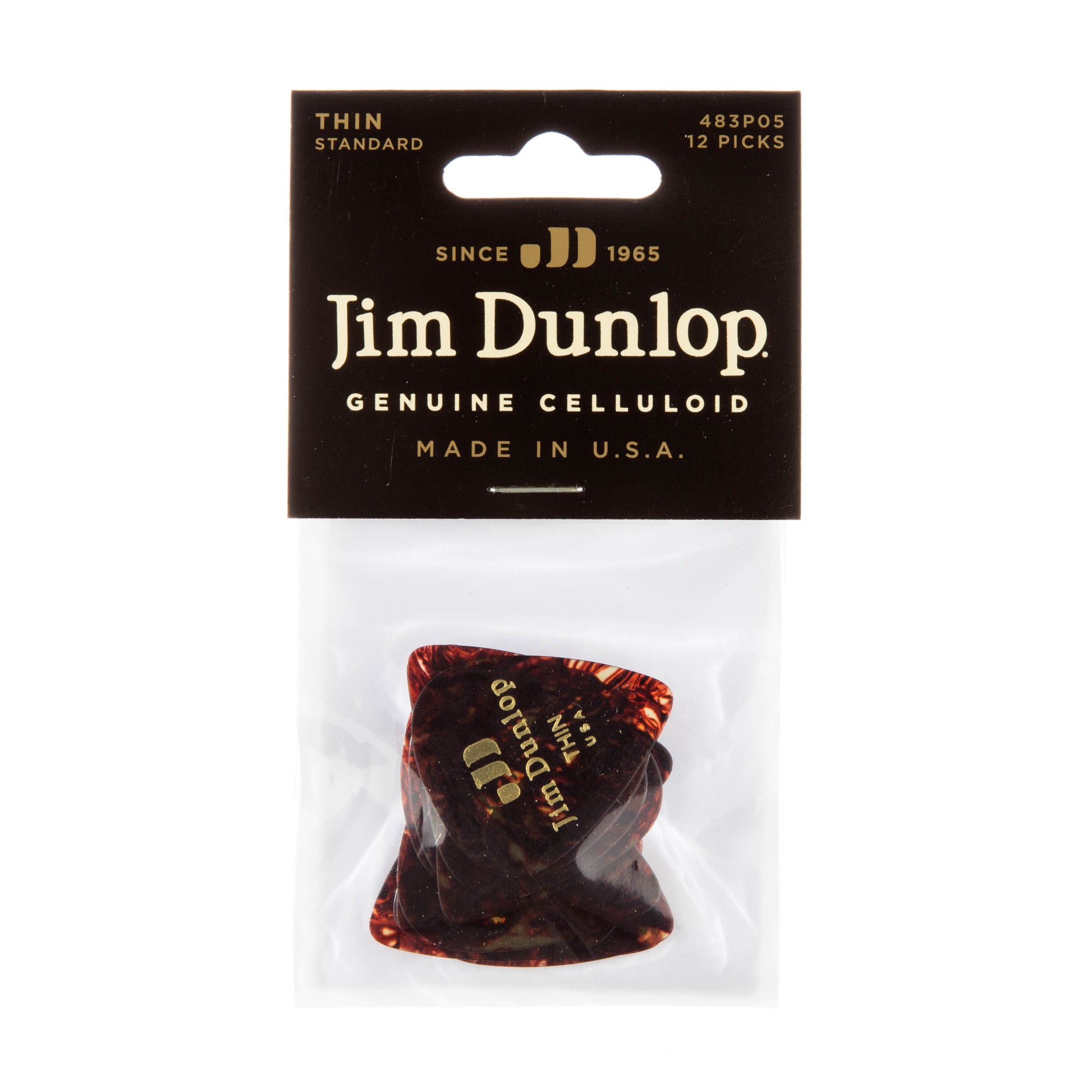 Jim Dunlop DUNLOP CELLULOID SHELL GUITAR PICK PLAYER'S PACK 12-PACK THIN - 483P05TH