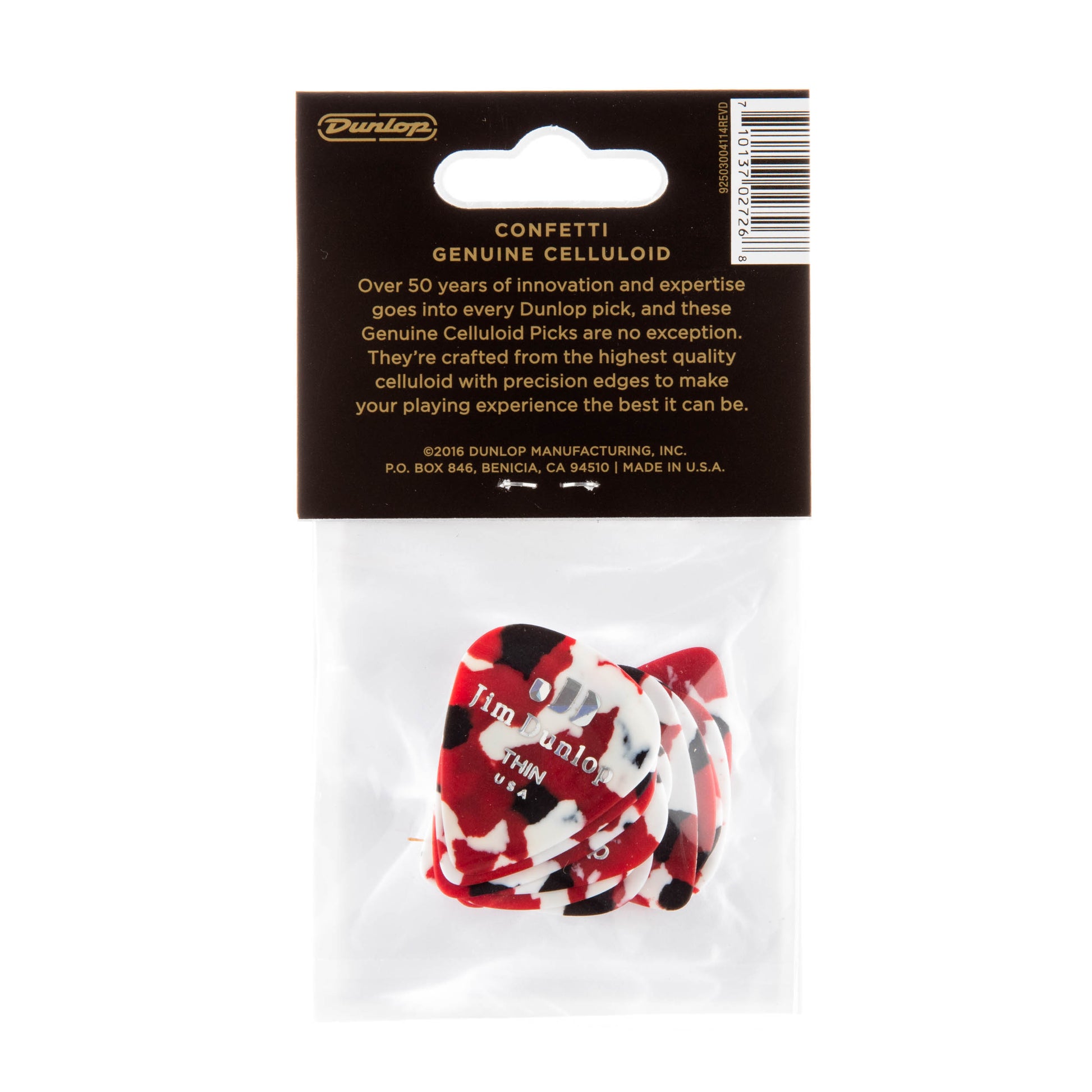 Jim Dunlop DUNLOP CELLULOID CONFETTI GUITAR PICK PLAYER'S PACK 12-PACK THIN - 483P06TH