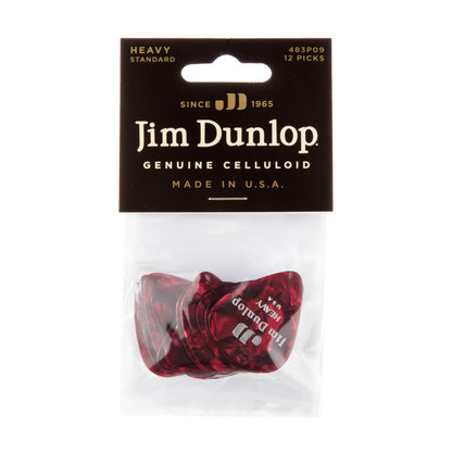 Jim Dunlop DUNLOP CELLULOID RED PEARLOID GUITAR PICK PLAYER'S PACK 12-PACK HEAVY - 483P09HV